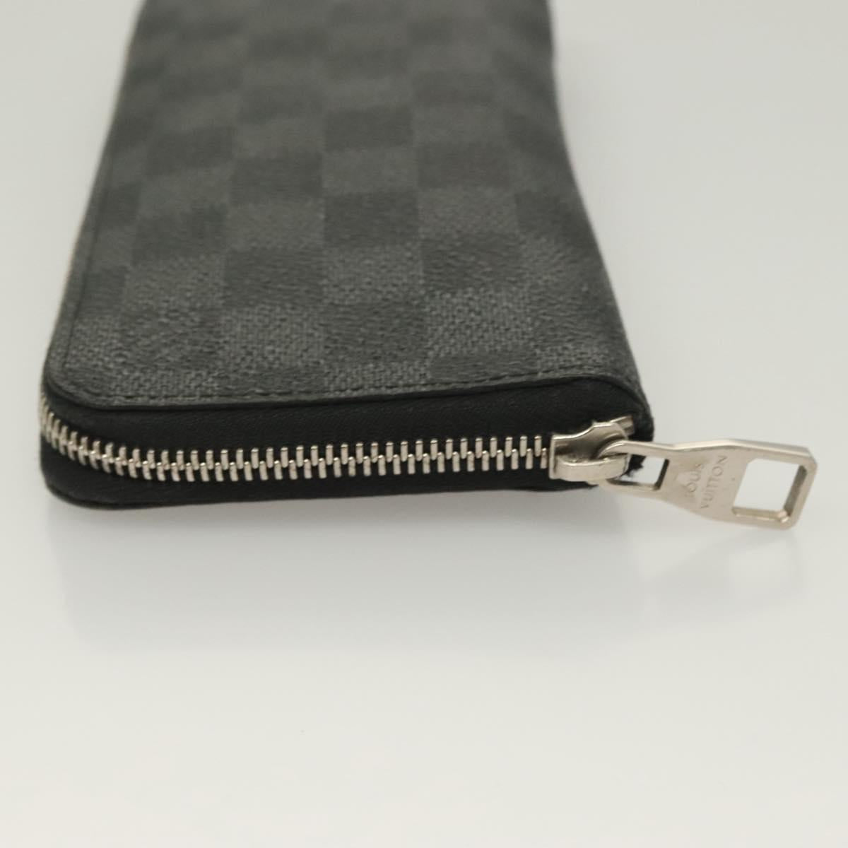 LOUIS VUITTON Damier Graphite Zippy Wallet Vertical N63095 LV Auth SW1050