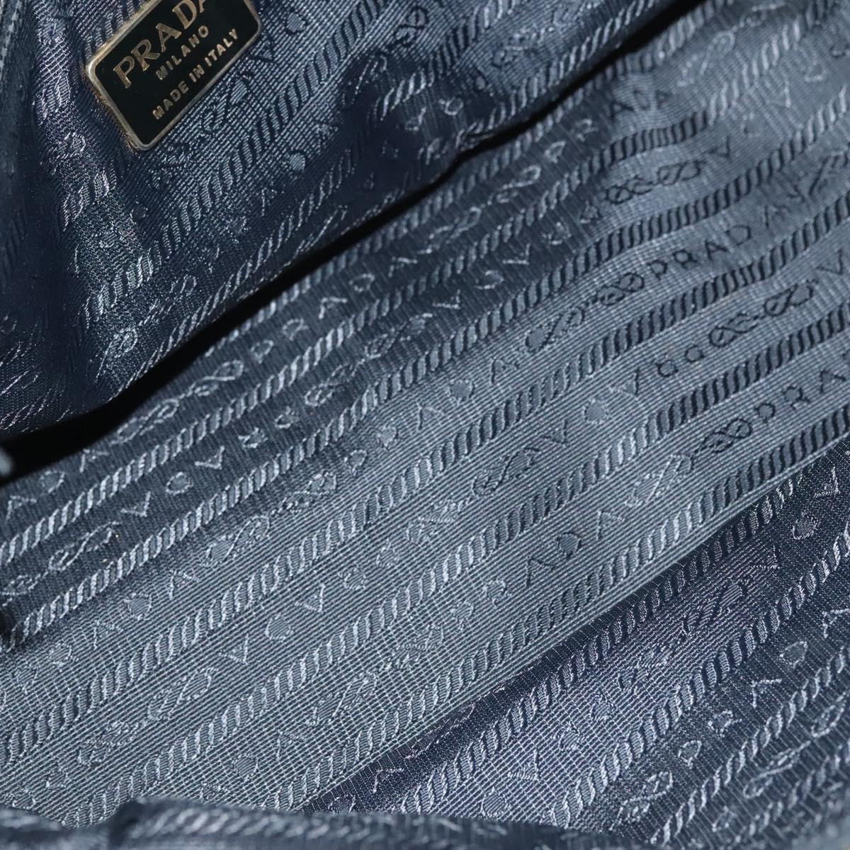 PRADA Chain Hand Bag Nylon Black Gold Auth SW1053