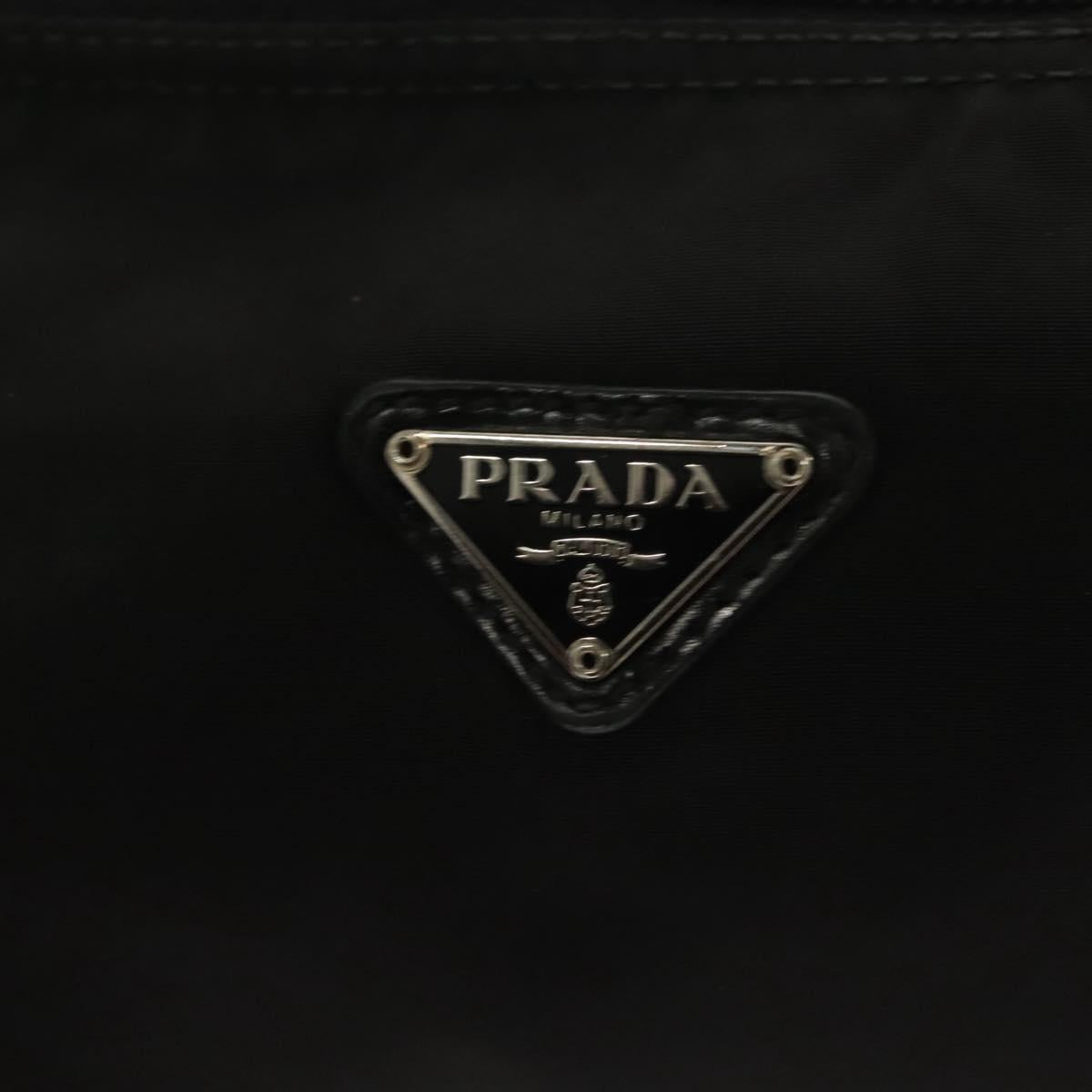 PRADA Pouch Nylon Black Silver Auth SW1056