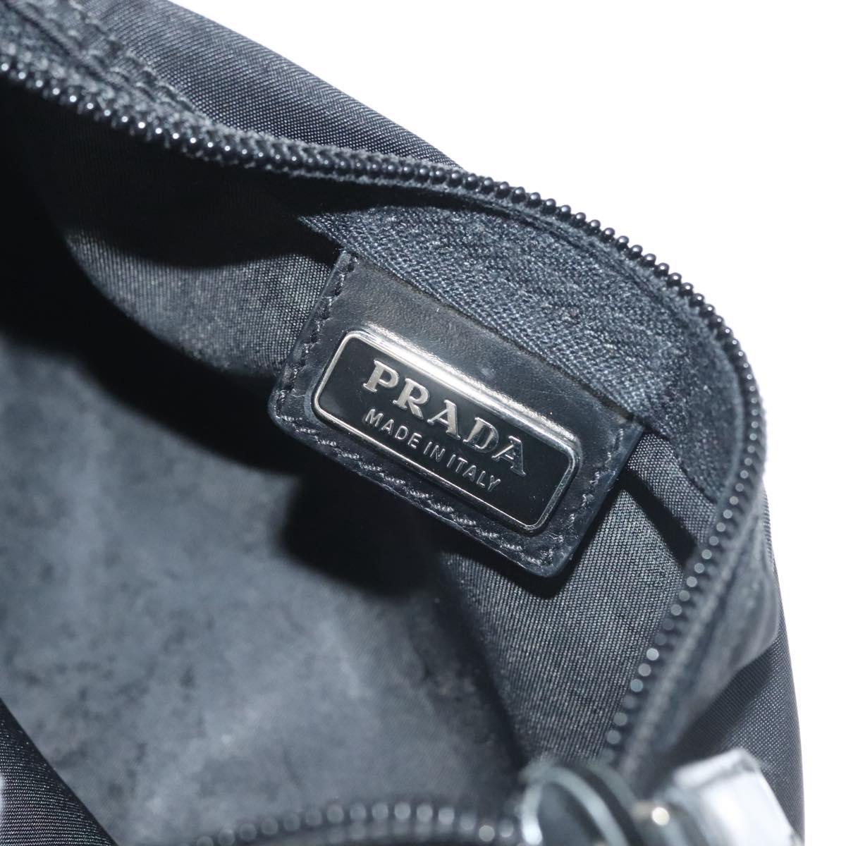 PRADA Pouch Nylon Black Silver Auth SW1056