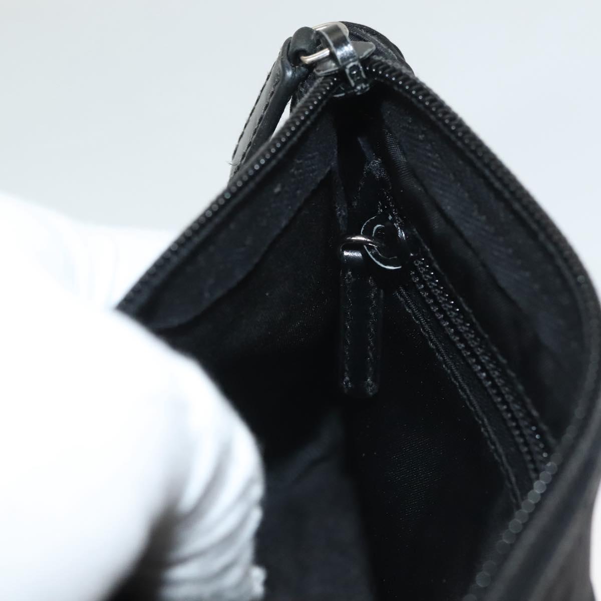 PRADA Pouch Nylon Black Silver Auth SW1056