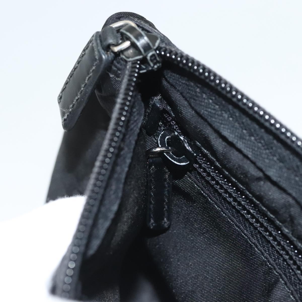 PRADA Pouch Nylon Black Silver Auth SW1056