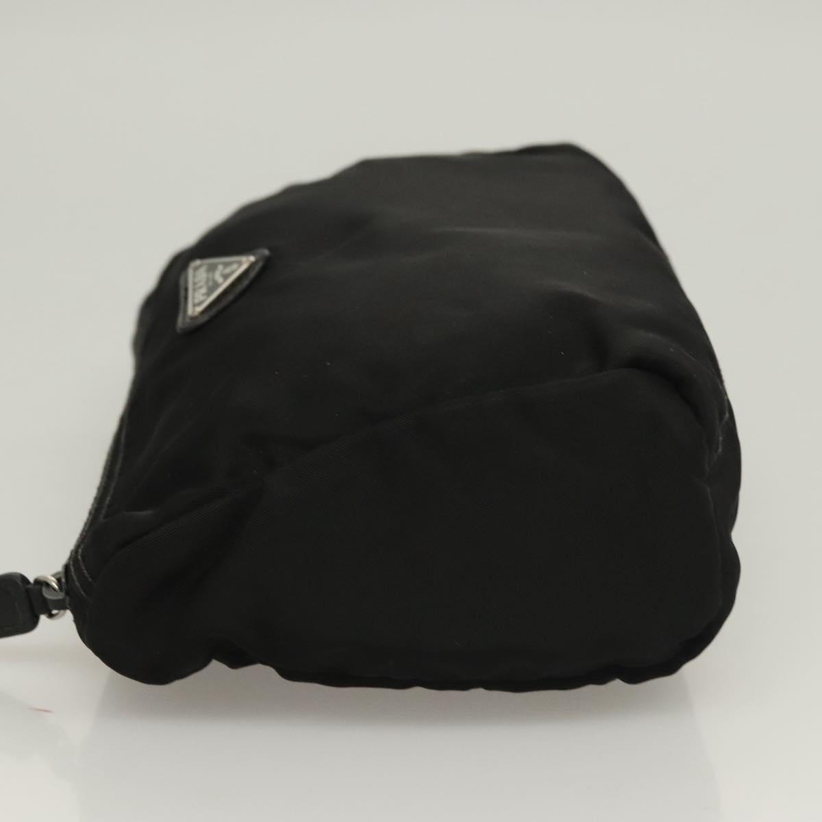 PRADA Pouch Nylon Black Silver Auth SW1056