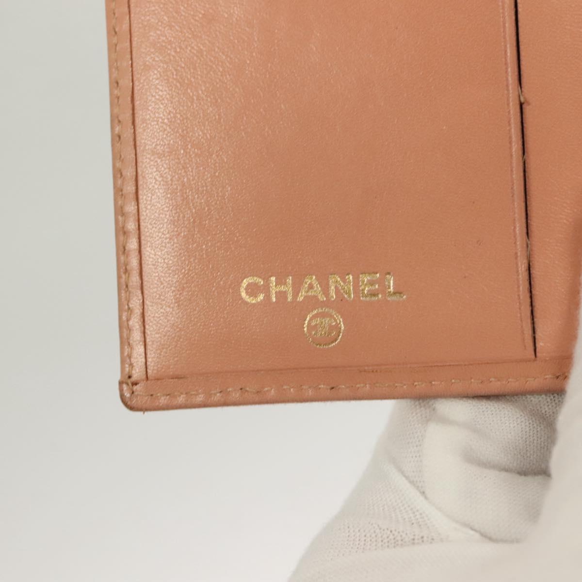 CHANEL COCO Mark Wallet Canvas Pink Gold CC Auth SW1068