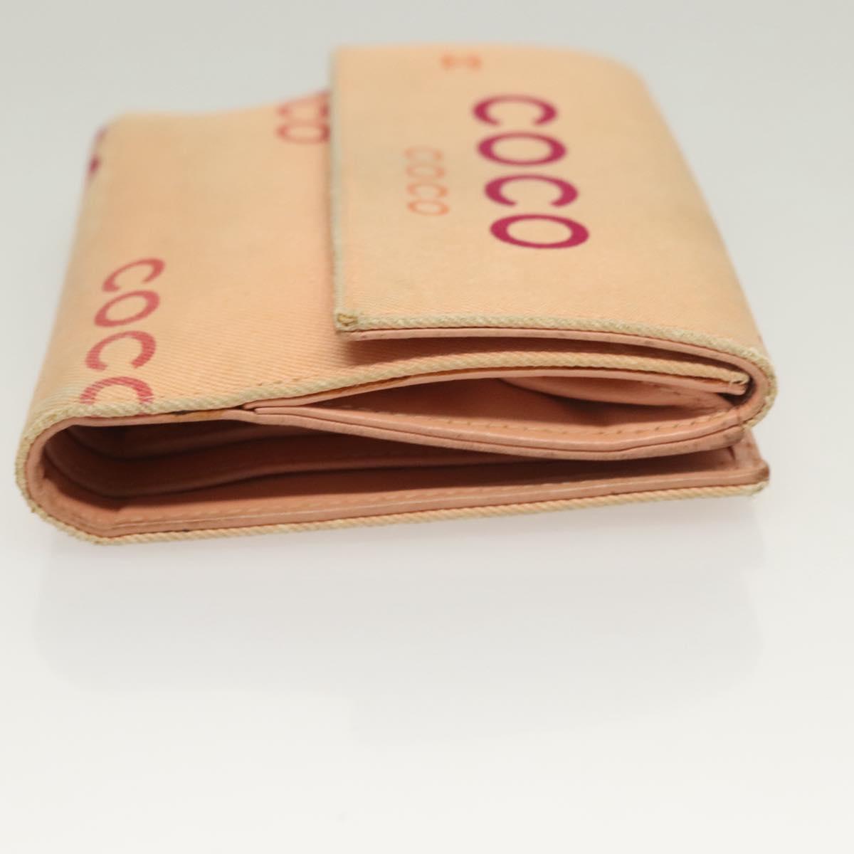 CHANEL COCO Mark Wallet Canvas Pink Gold CC Auth SW1068