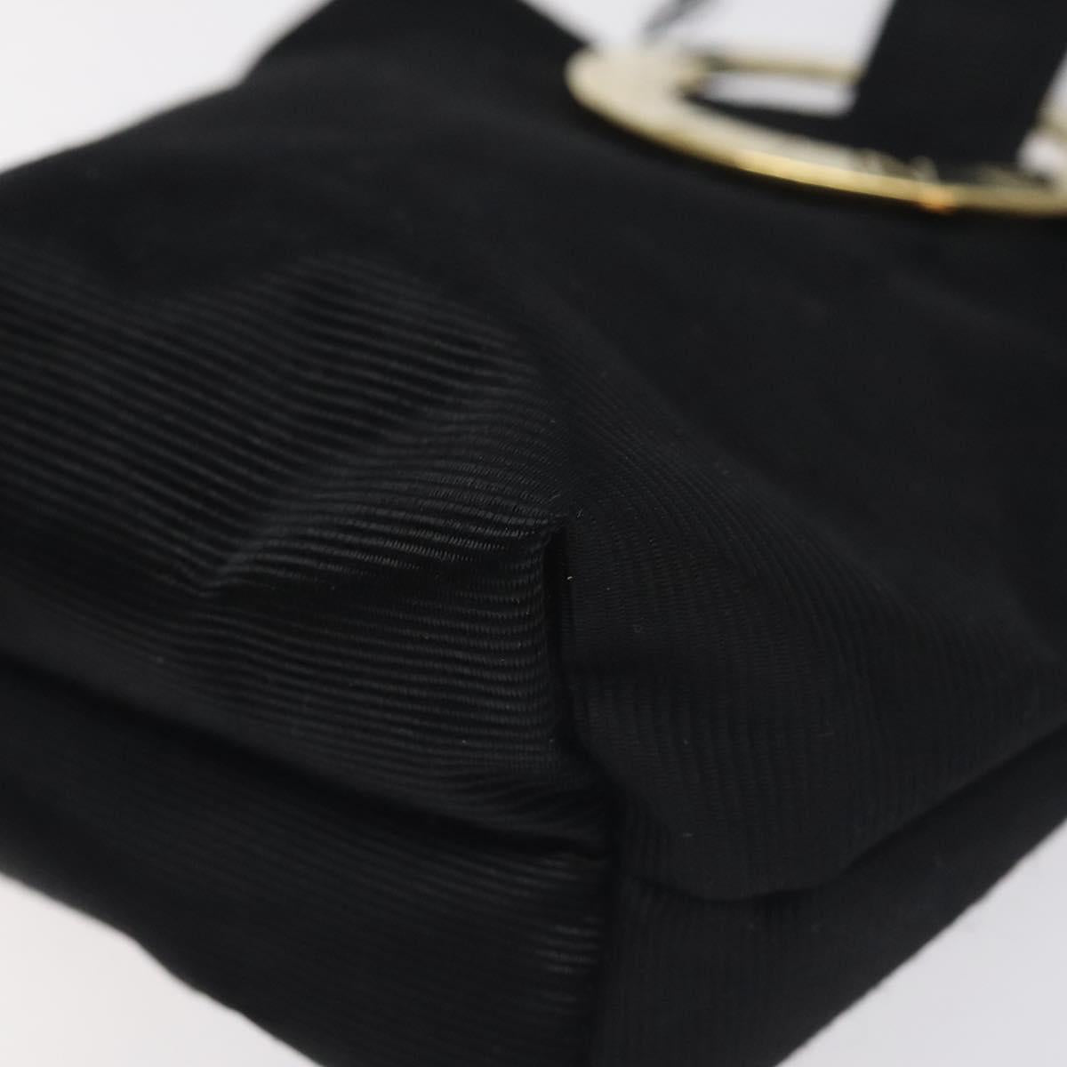 CELINE Circle Pouch Nylon Black Gold Auth SW1073