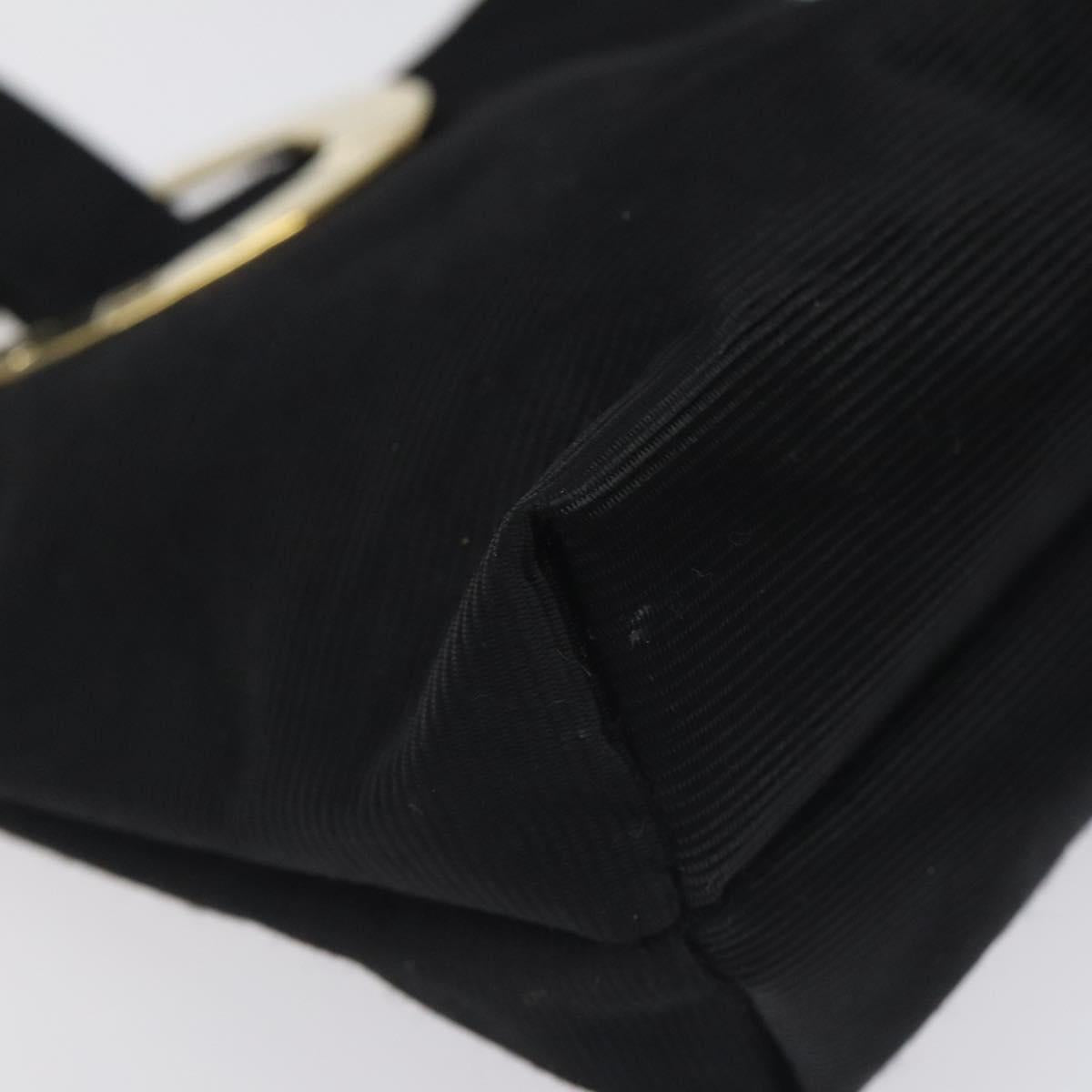 CELINE Circle Pouch Nylon Black Gold Auth SW1073