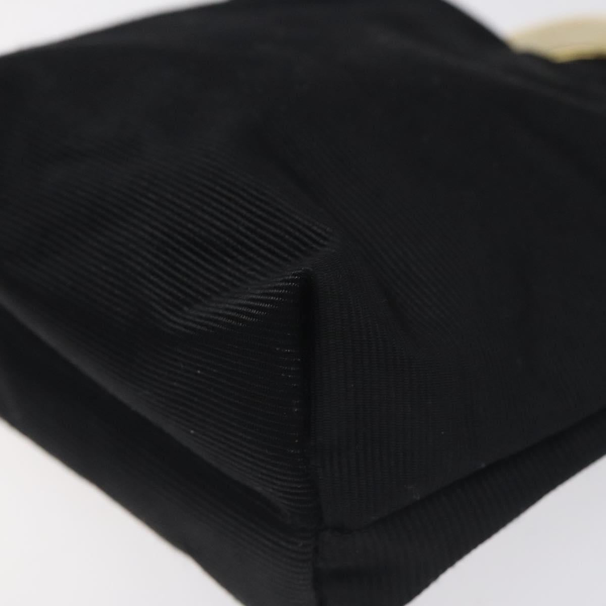 CELINE Circle Pouch Nylon Black Gold Auth SW1073