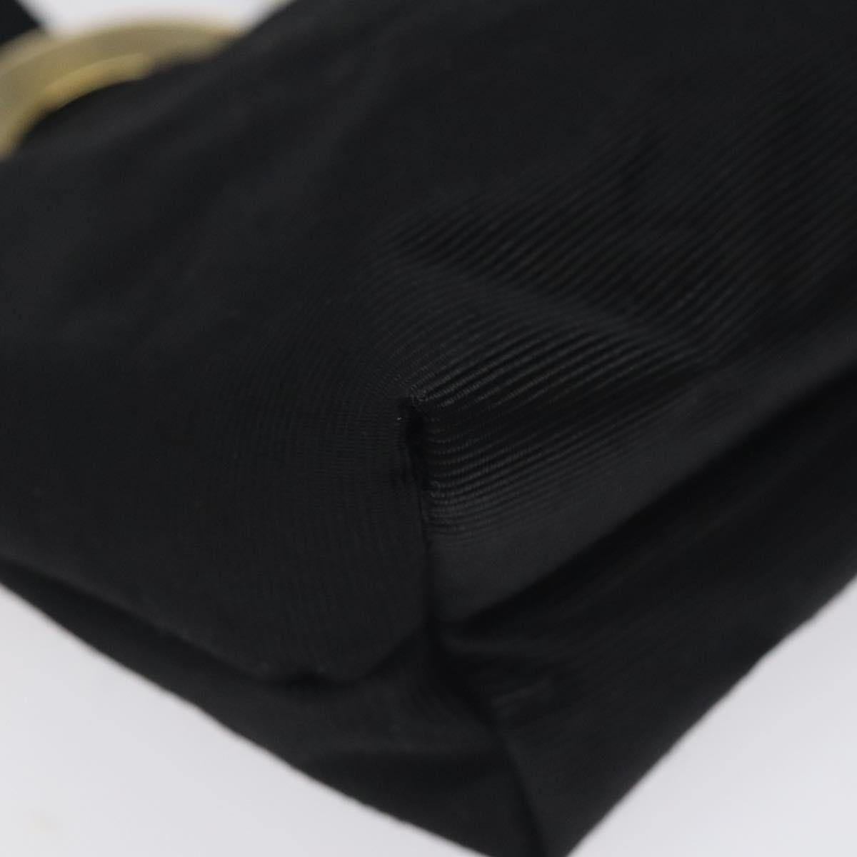 CELINE Circle Pouch Nylon Black Gold Auth SW1073