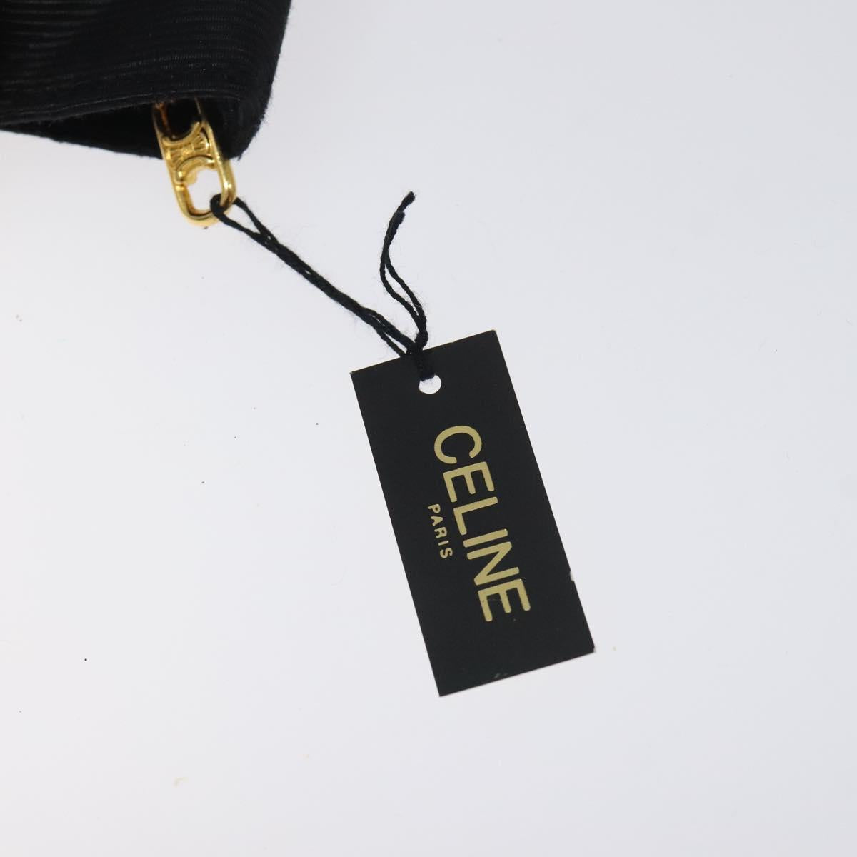 CELINE Circle Pouch Nylon Black Gold Auth SW1073