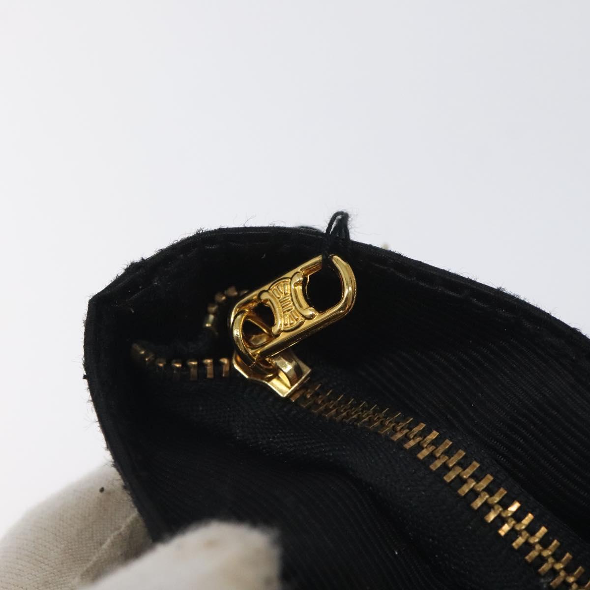 CELINE Circle Pouch Nylon Black Gold Auth SW1073