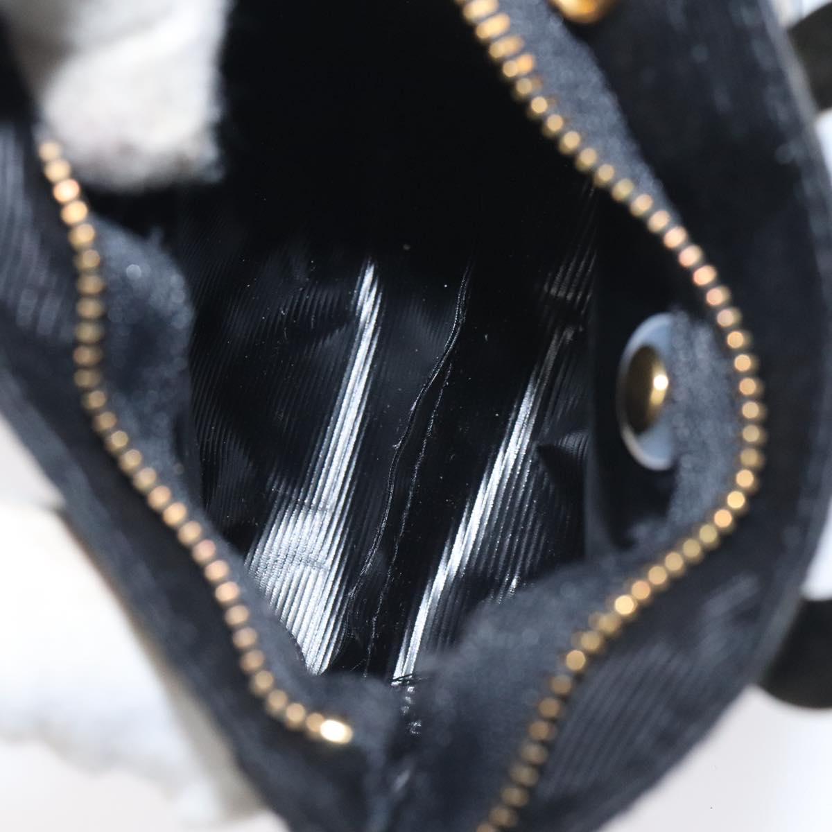 CELINE Circle Pouch Nylon Black Gold Auth SW1073