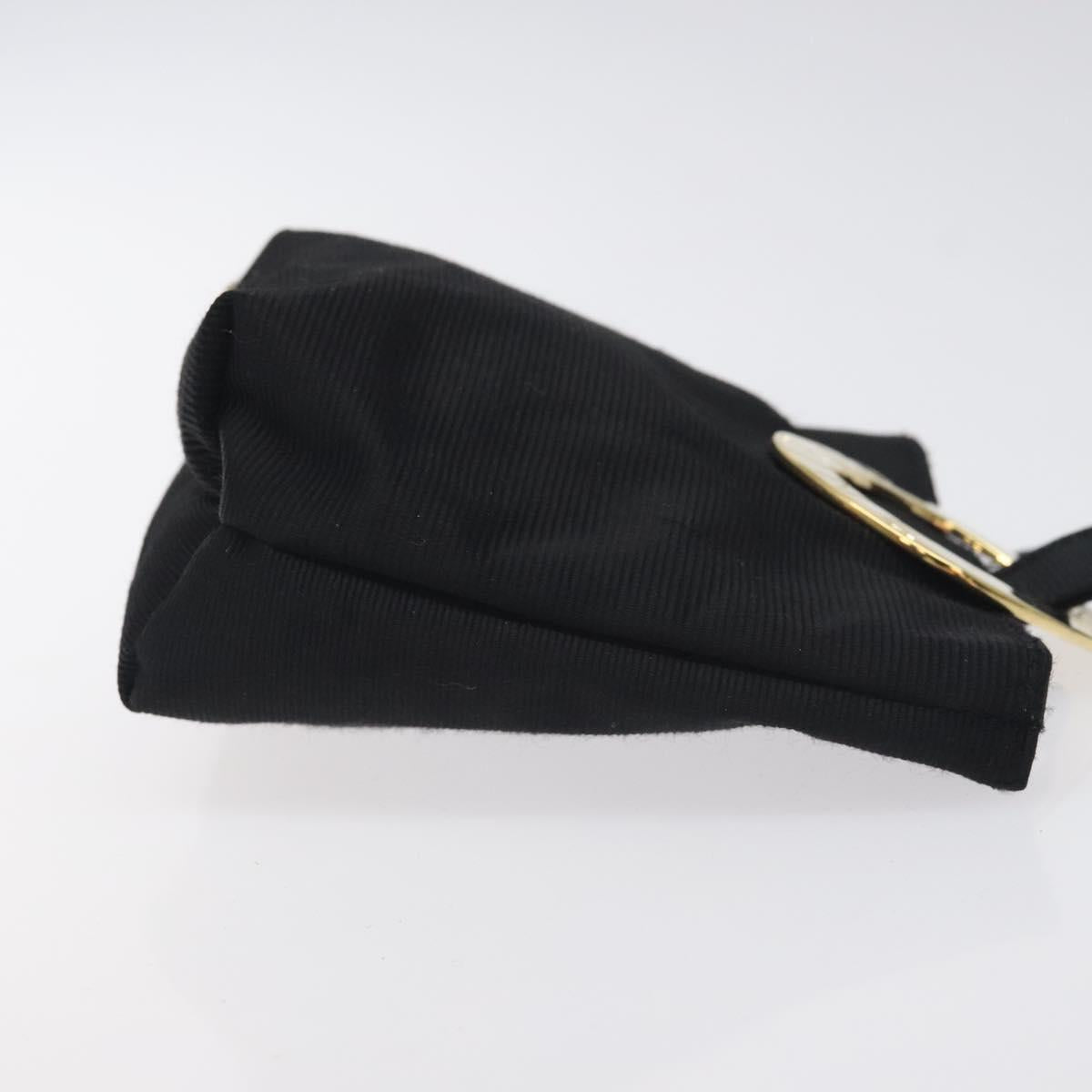 CELINE Circle Pouch Nylon Black Gold Auth SW1073