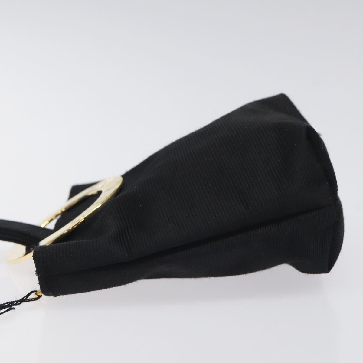 CELINE Circle Pouch Nylon Black Gold Auth SW1073