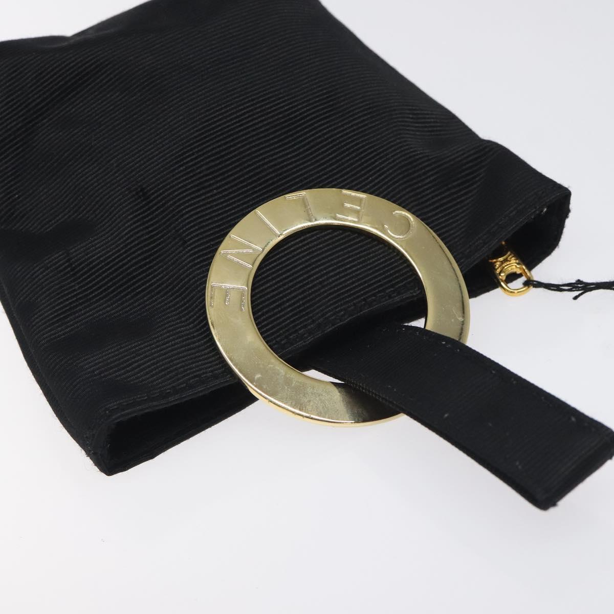 CELINE Circle Pouch Nylon Black Gold Auth SW1073