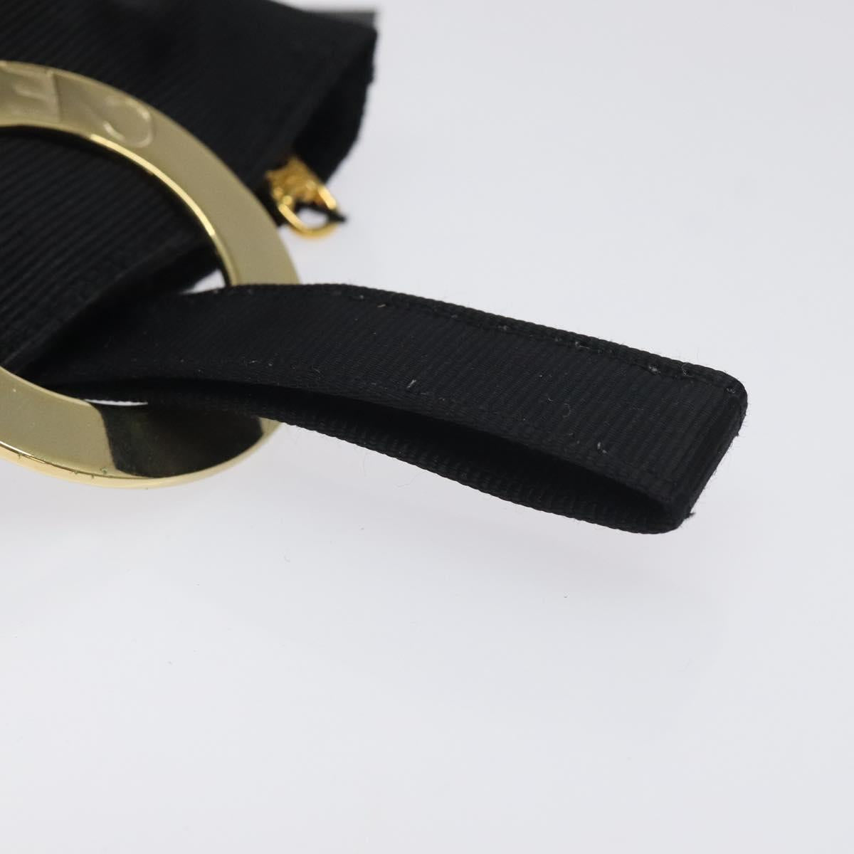 CELINE Circle Pouch Nylon Black Gold Auth SW1073