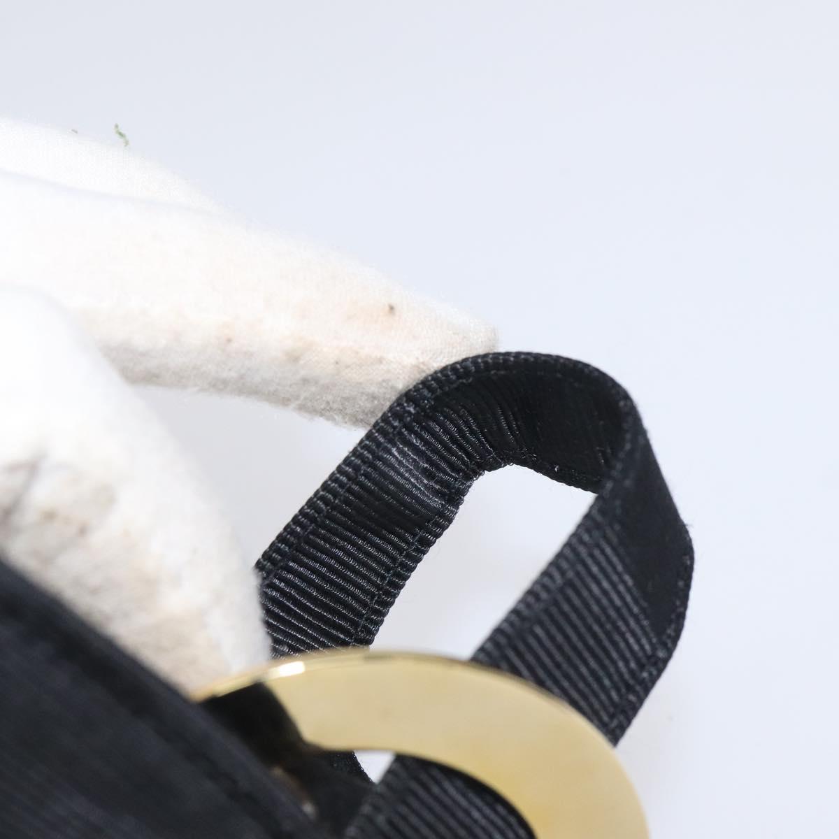 CELINE Circle Pouch Nylon Black Gold Auth SW1073