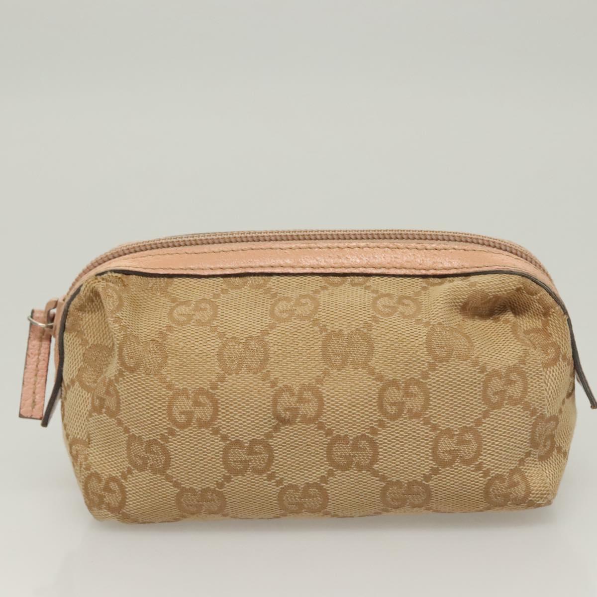 FENDI Gucci GG Canvas Zucchino Canvas Pouch 2Set Beige Auth SW1080