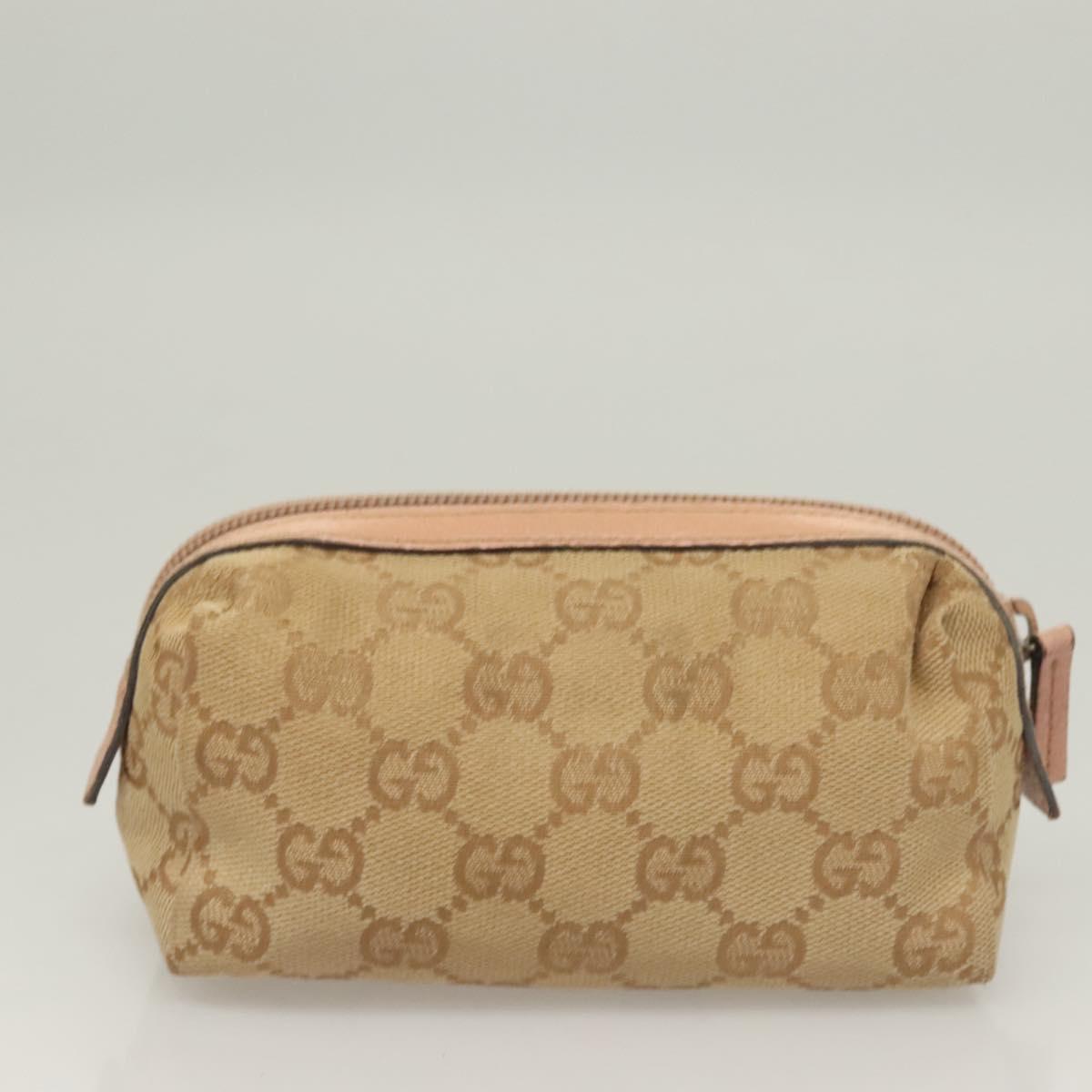 FENDI Gucci GG Canvas Zucchino Canvas Pouch 2Set Beige Auth SW1080