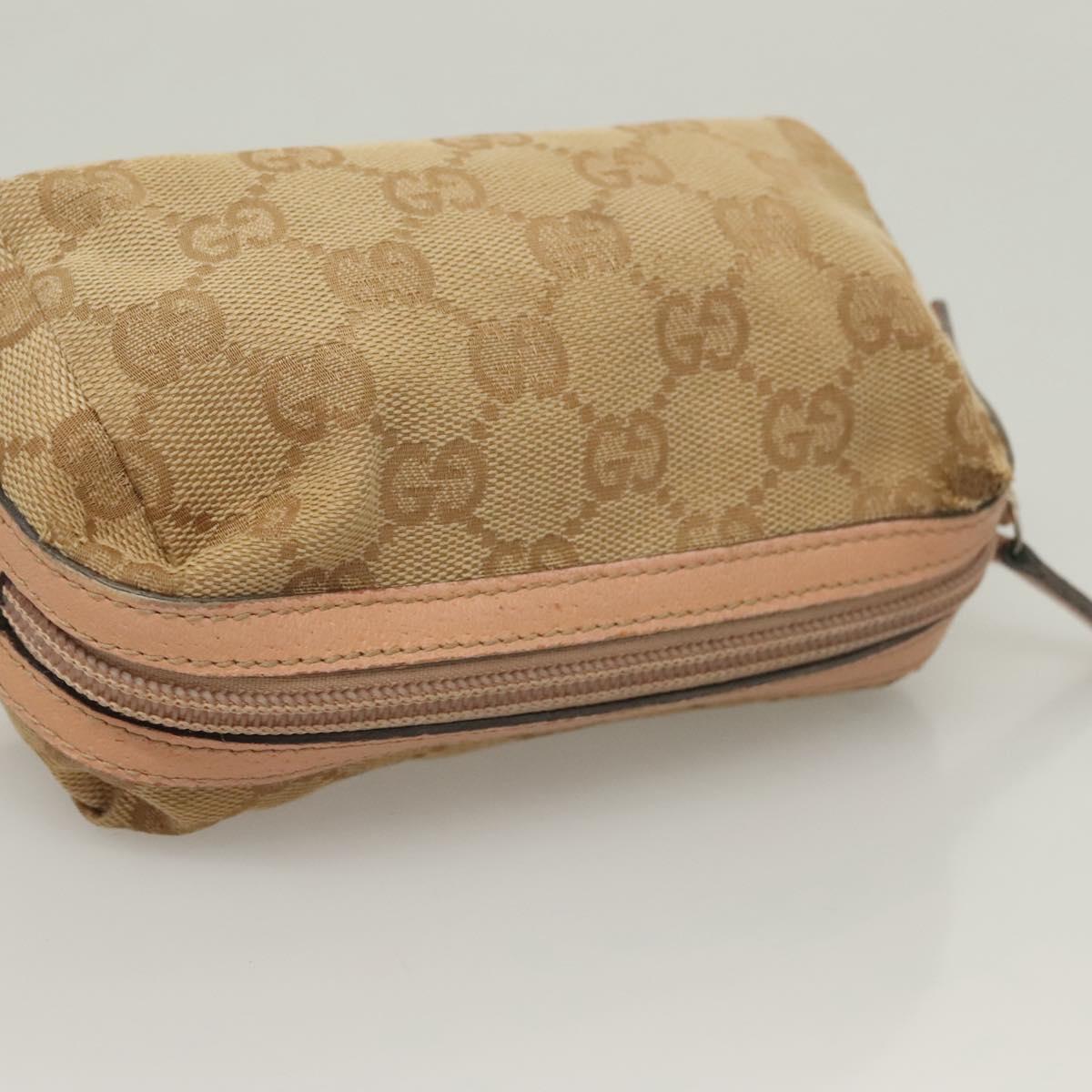 FENDI Gucci GG Canvas Zucchino Canvas Pouch 2Set Beige Auth SW1080