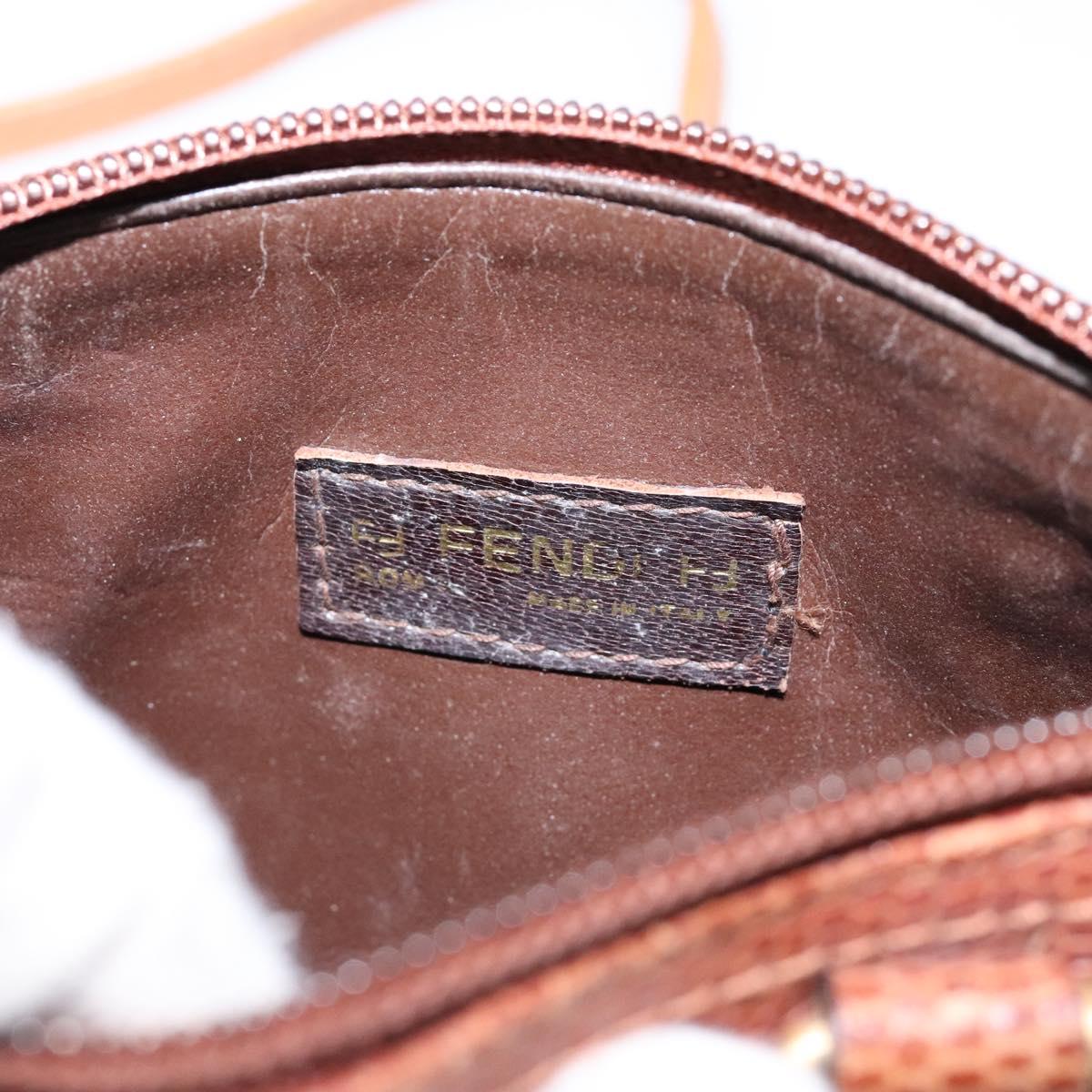 FENDI Hand Bag Leather 2way Brown Gold Auth sw1085