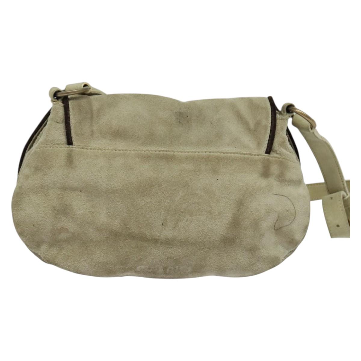 Miu Miu Shoulder Bag Suede Gray Gold Auth sw1086