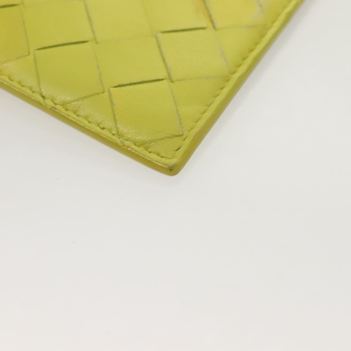 BOTTEGA VENETA INTRECCIATO Card Case Leather Green Gold Auth sw1087