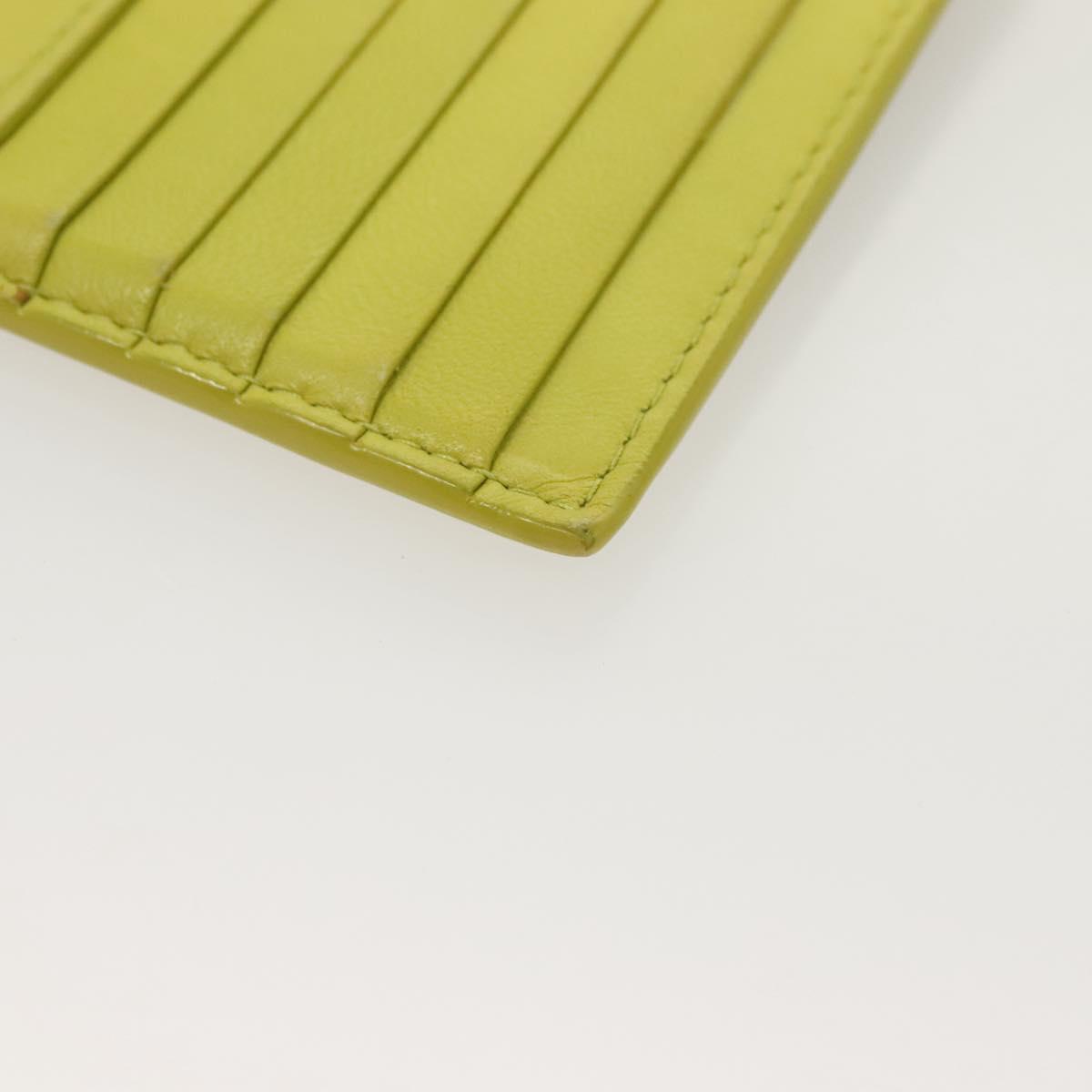 BOTTEGA VENETA INTRECCIATO Card Case Leather Green Gold Auth sw1087