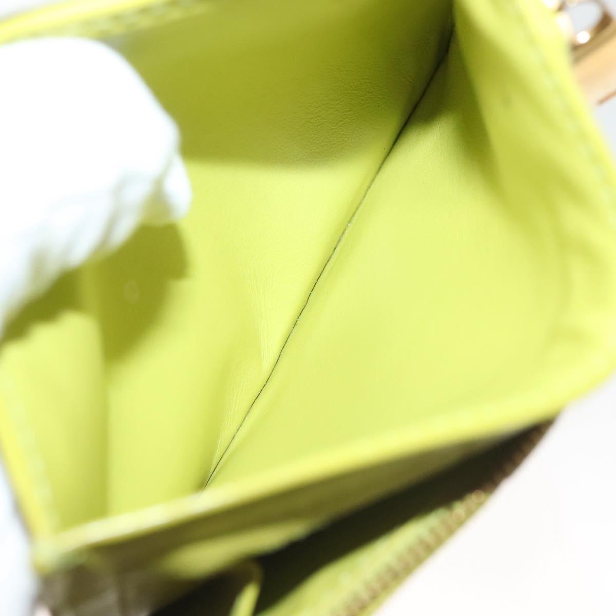 BOTTEGA VENETA INTRECCIATO Card Case Leather Green Gold Auth sw1087