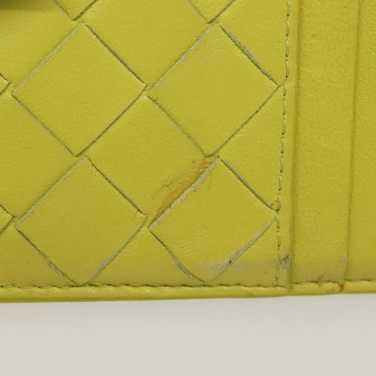 BOTTEGA VENETA INTRECCIATO Card Case Leather Green Gold Auth sw1087