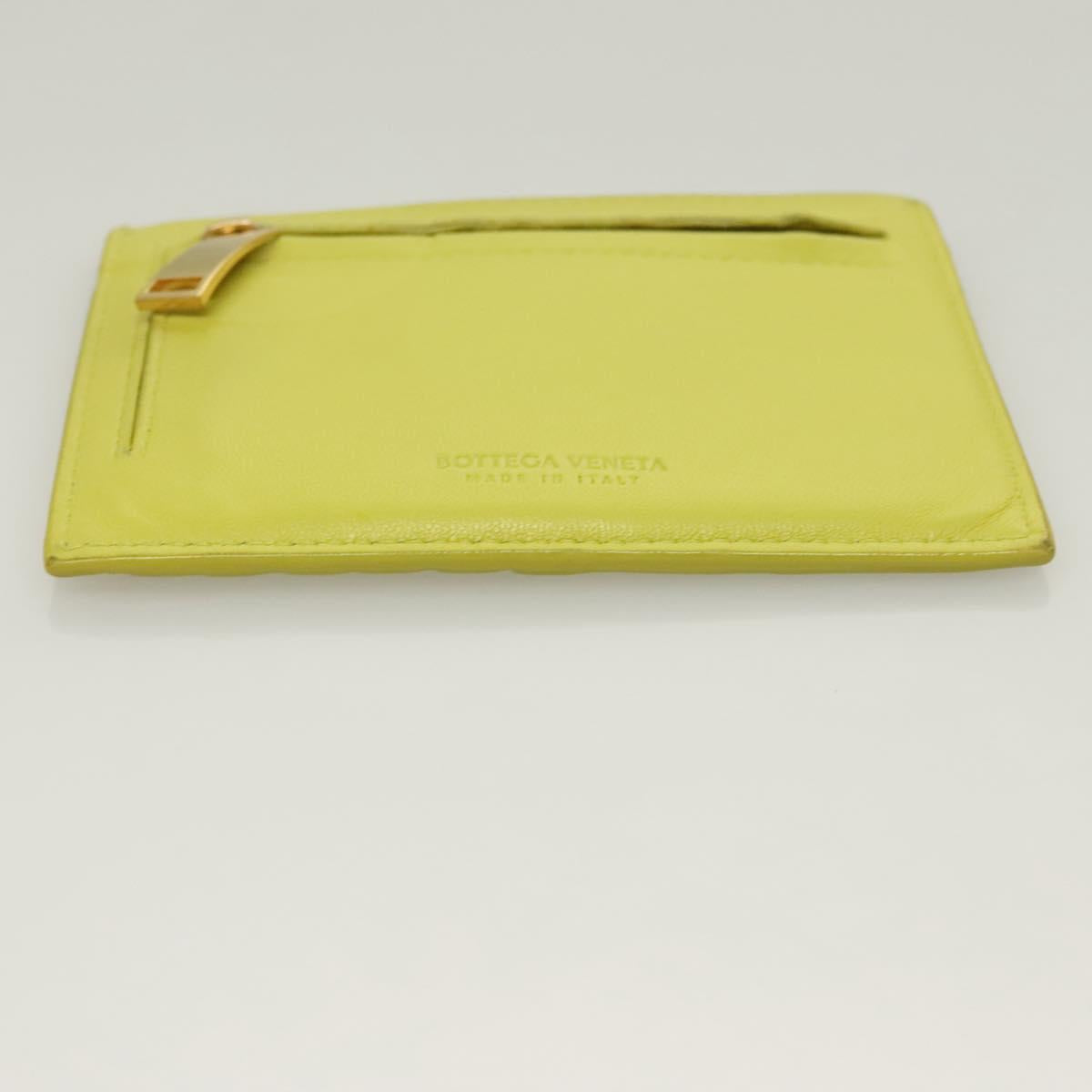 BOTTEGA VENETA INTRECCIATO Card Case Leather Green Gold Auth sw1087