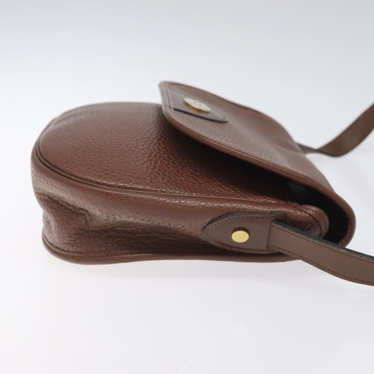 Christian Dior Shoulder Bag Leather Brown Gold Auth sw109