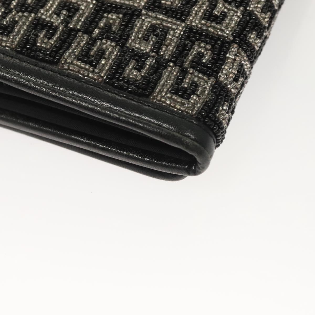 GIVENCHY Wallet Beads Black Silver Auth sw1091