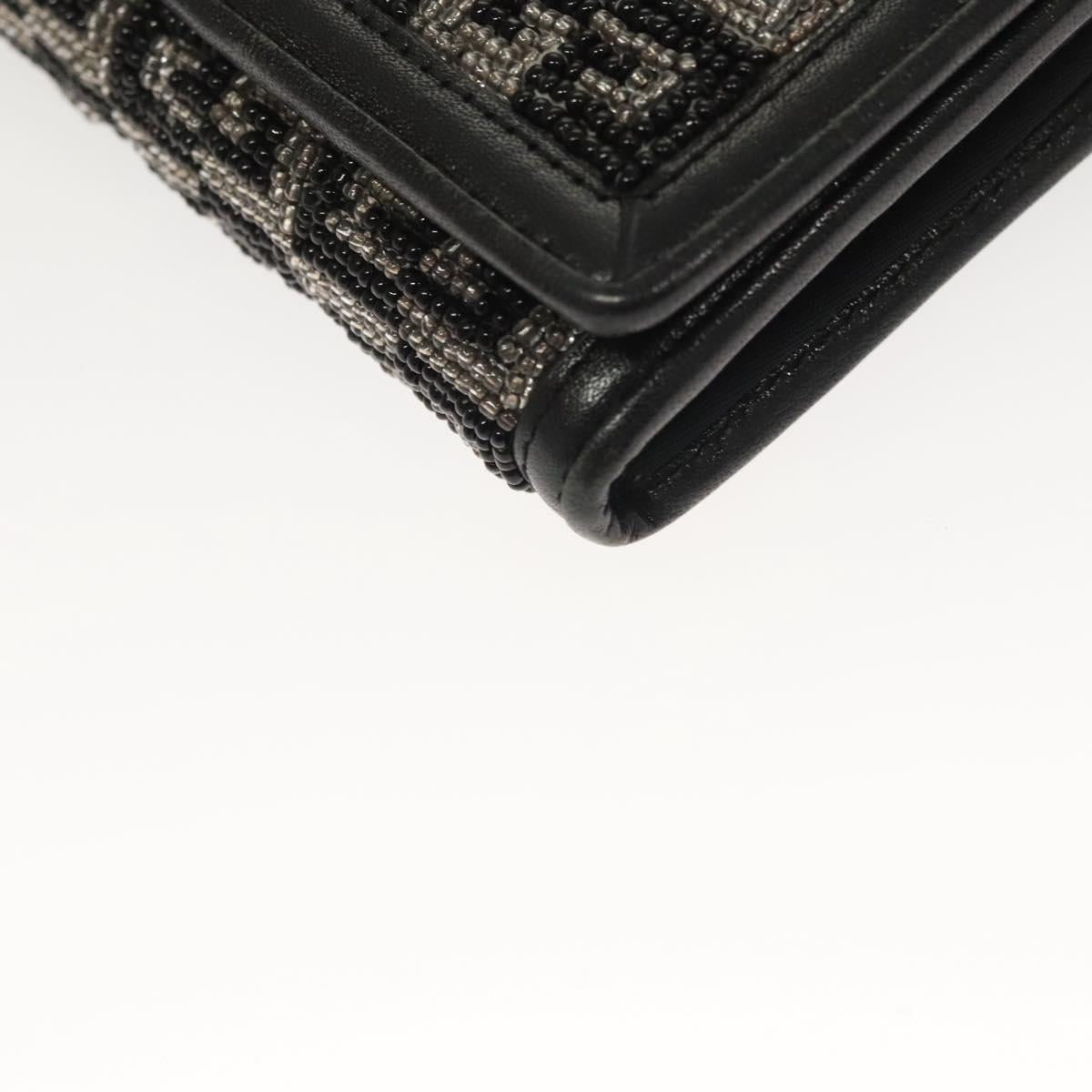 GIVENCHY Wallet Beads Black Silver Auth sw1091