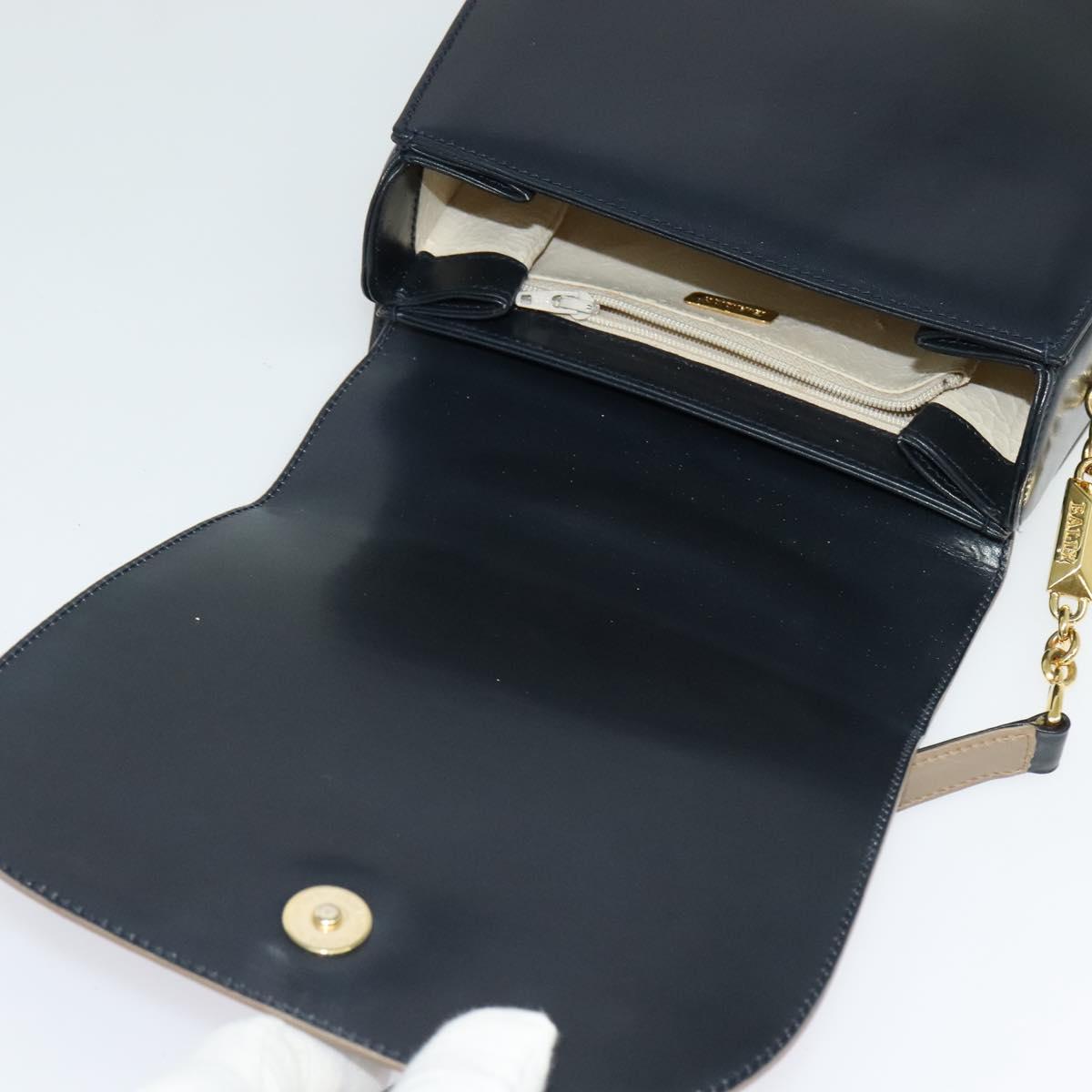 BALLY Shoulder Bag Leather Black Gold Auth sw1097