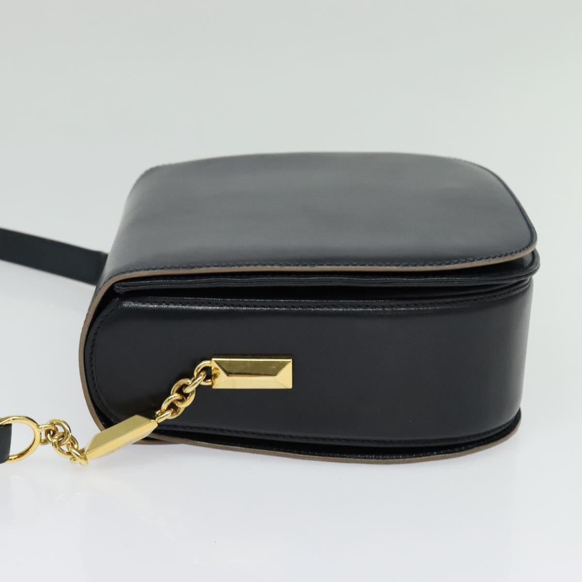 BALLY Shoulder Bag Leather Black Gold Auth sw1097