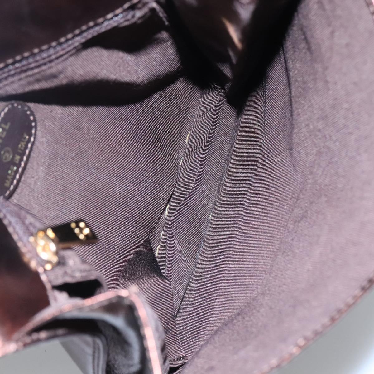 CHANEL Shoulder Bag Leather Brown CC Auth sw110