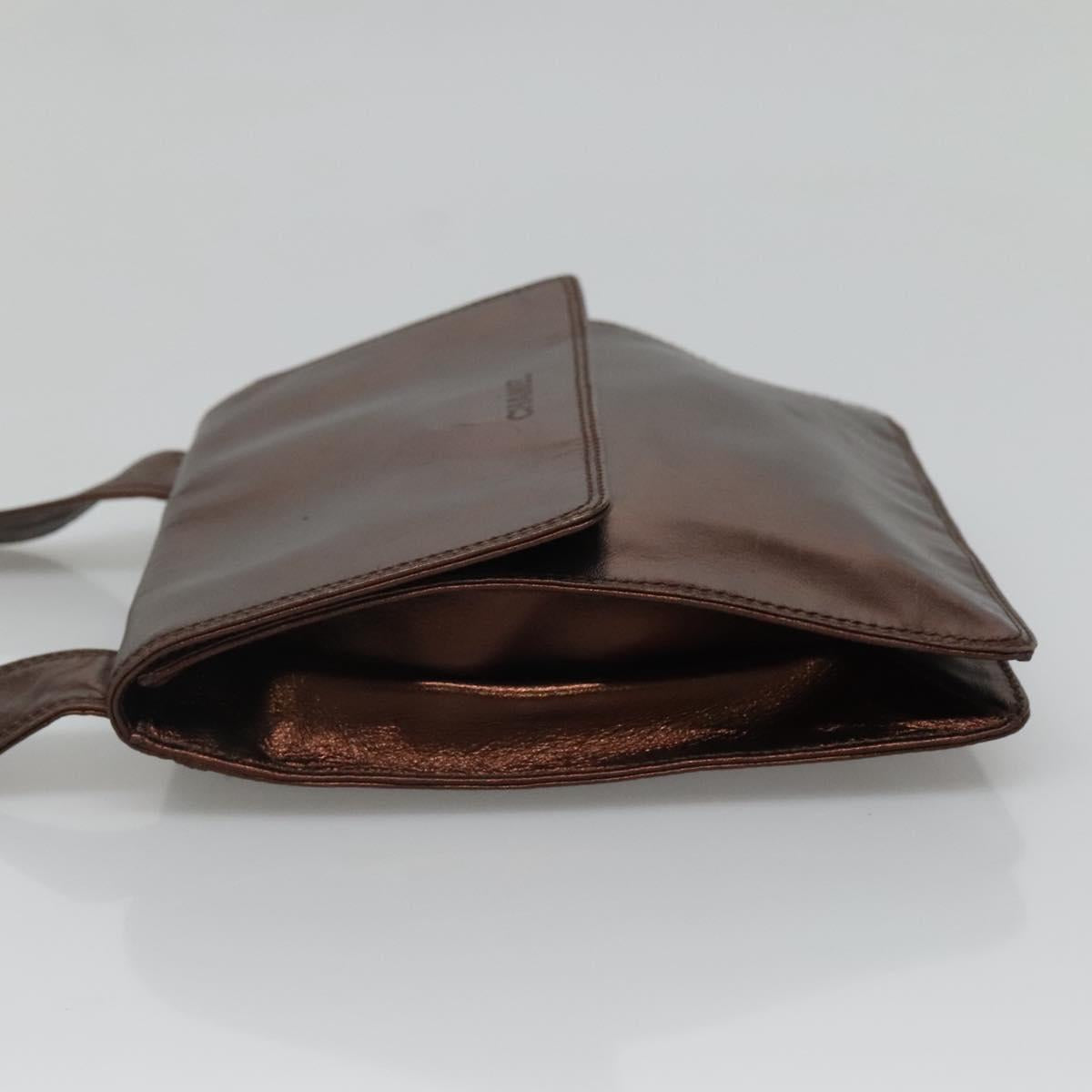 CHANEL Shoulder Bag Leather Brown CC Auth sw110