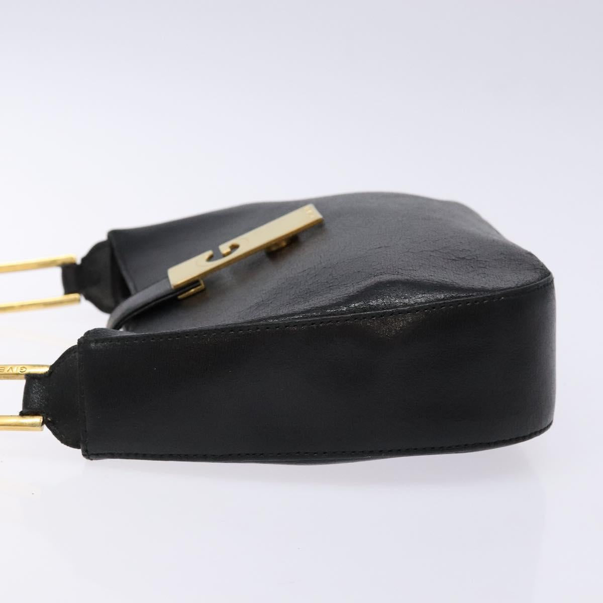 GIVENCHY Shoulder Bag Leather Black Gold Auth sw1101