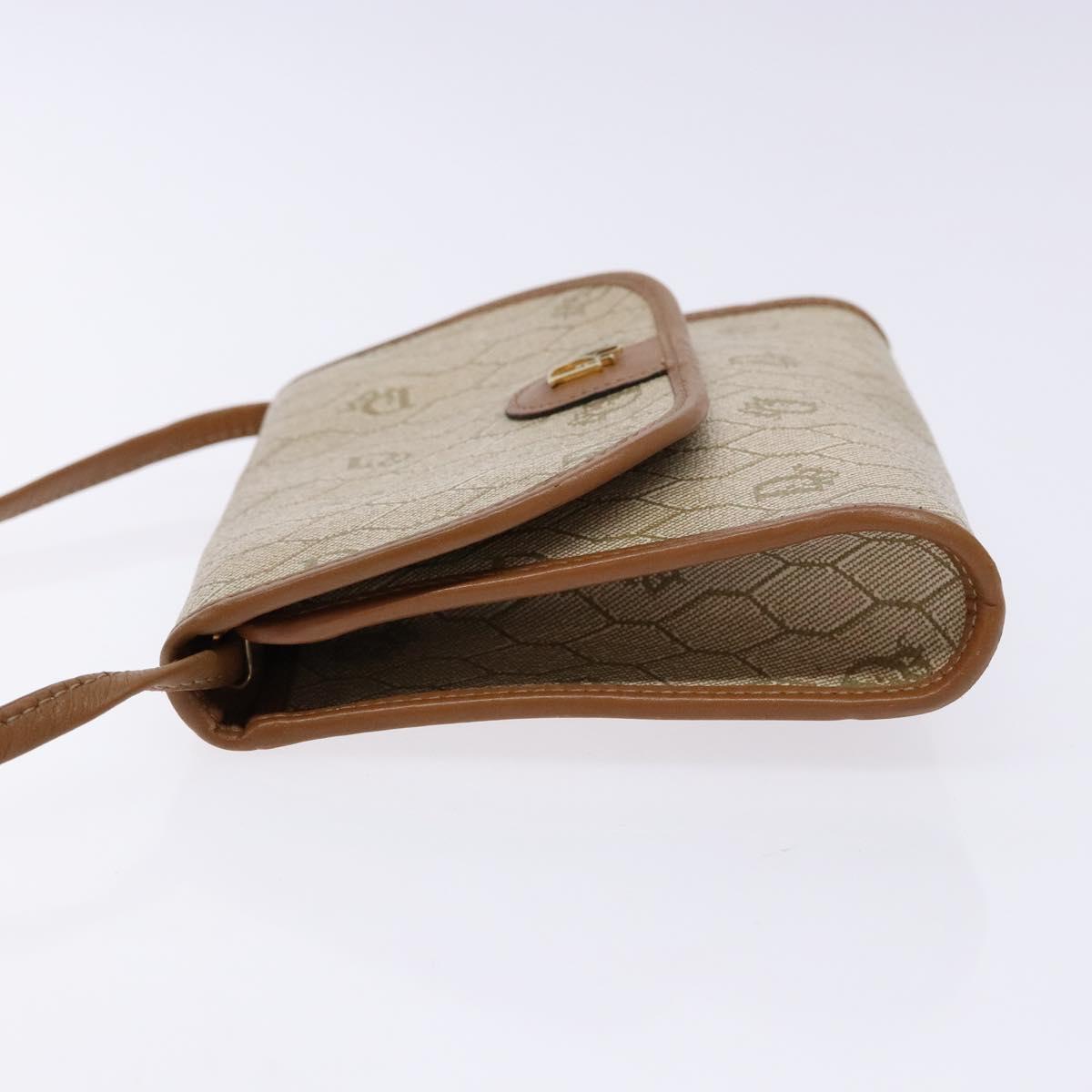 Christian Dior Honeycomb Canvas Shoulder Bag PVC Beige Gold Auth sw1104