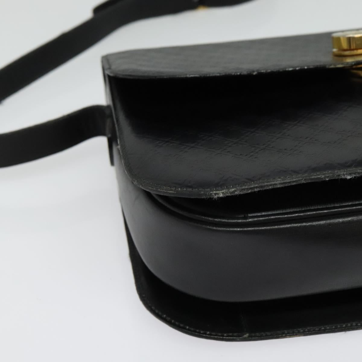 Salvatore Ferragamo Shoulder Bag Leather Black Gold Auth sw1109