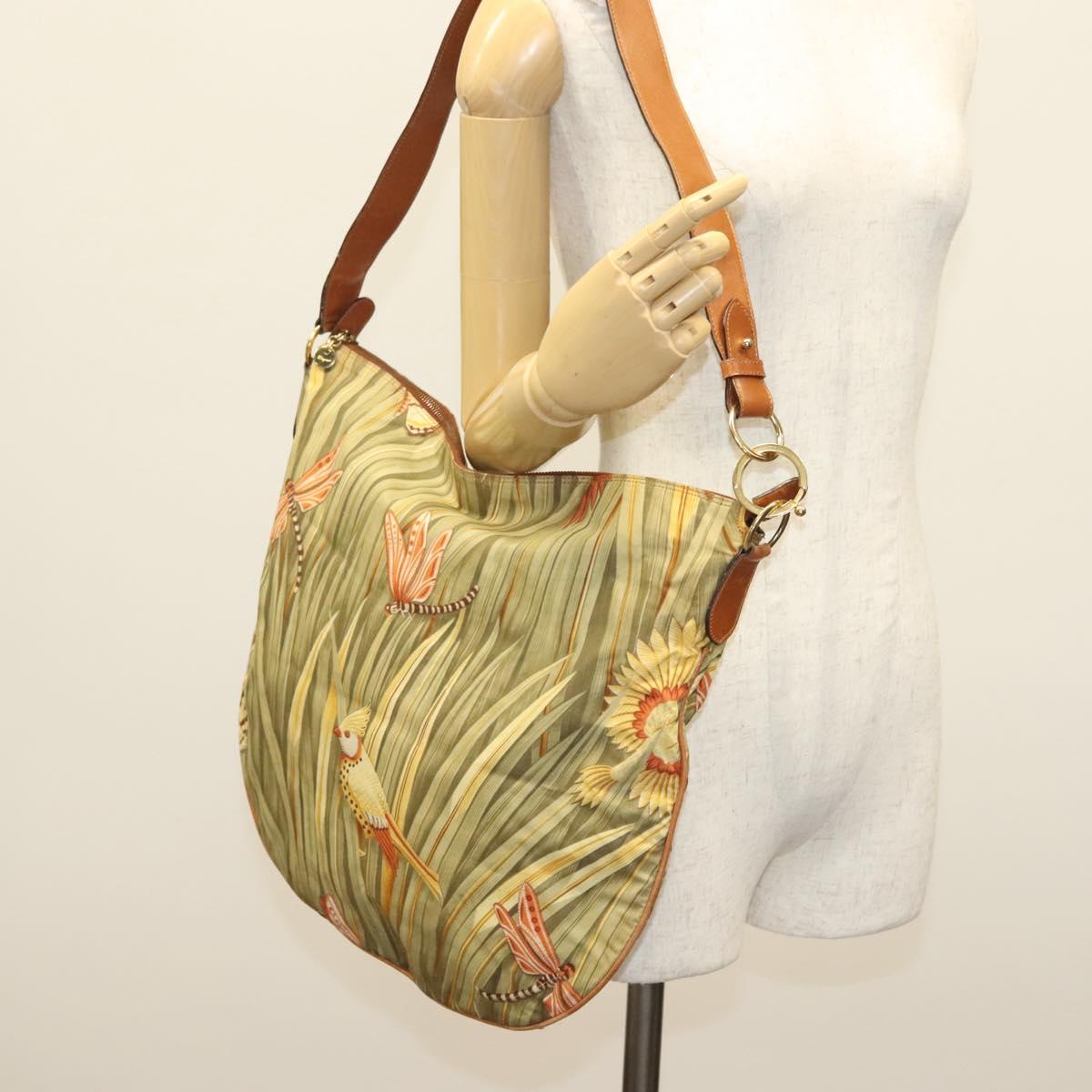Salvatore Ferragamo Shoulder Bag Nylon Green Gold Auth sw1112