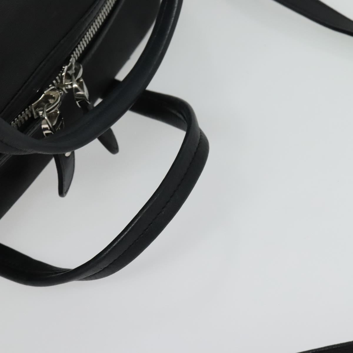 Salvatore Ferragamo Hand Bag Leather Black Silver Auth sw1115