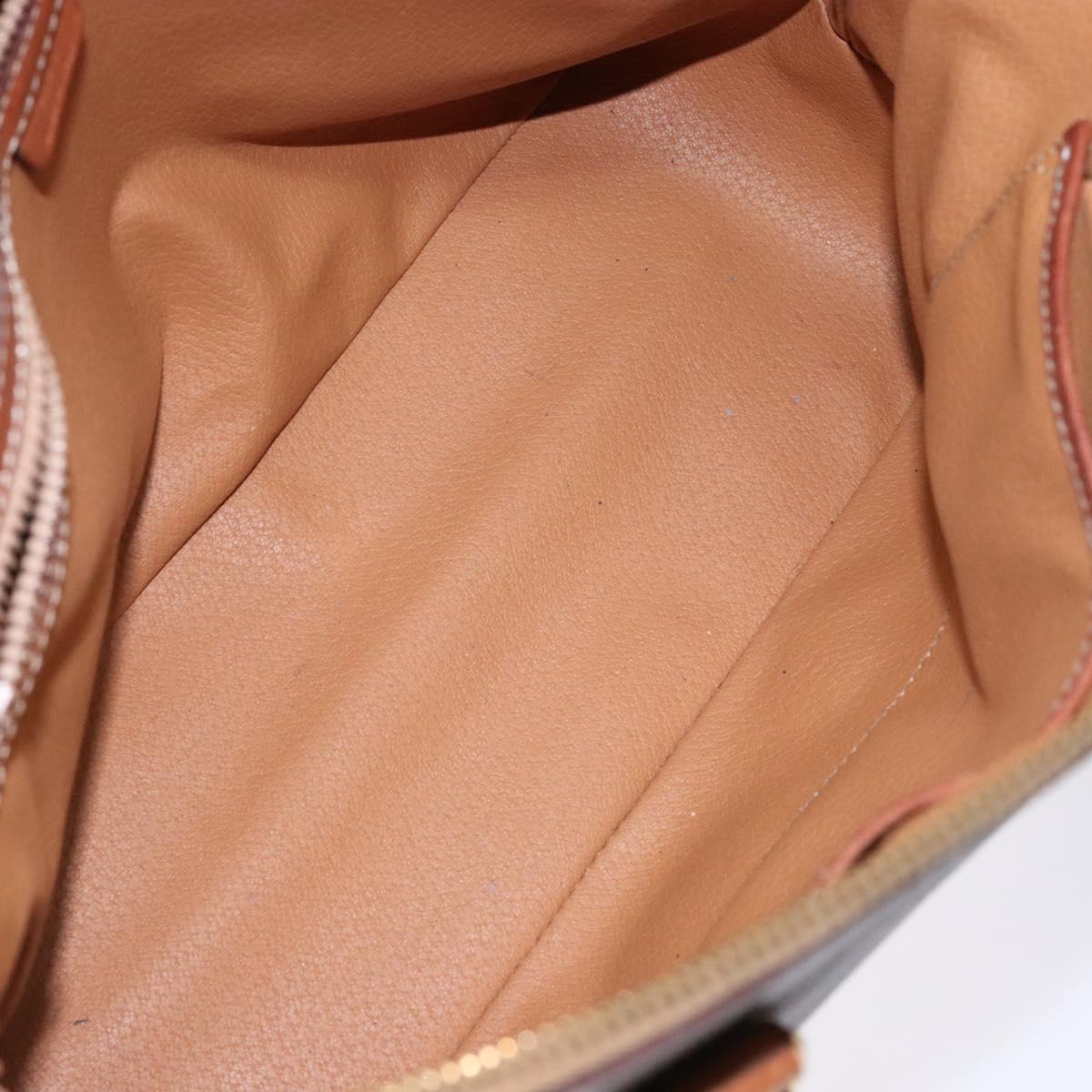 CELINE Macadam Canvas Hand Bag PVC Leather Brown Gold Auth sw1125