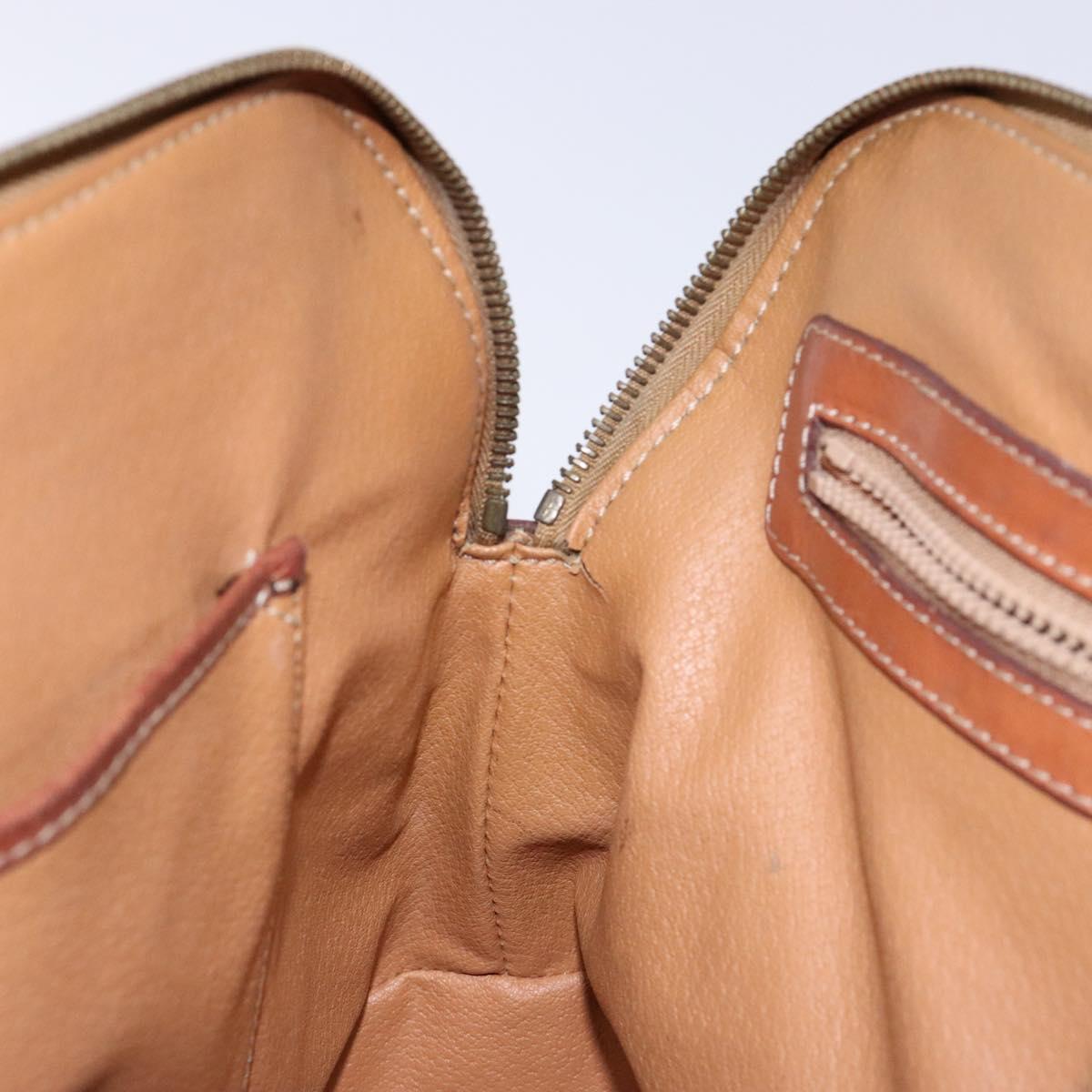 CELINE Macadam Canvas Hand Bag PVC Leather Brown Gold Auth sw1125