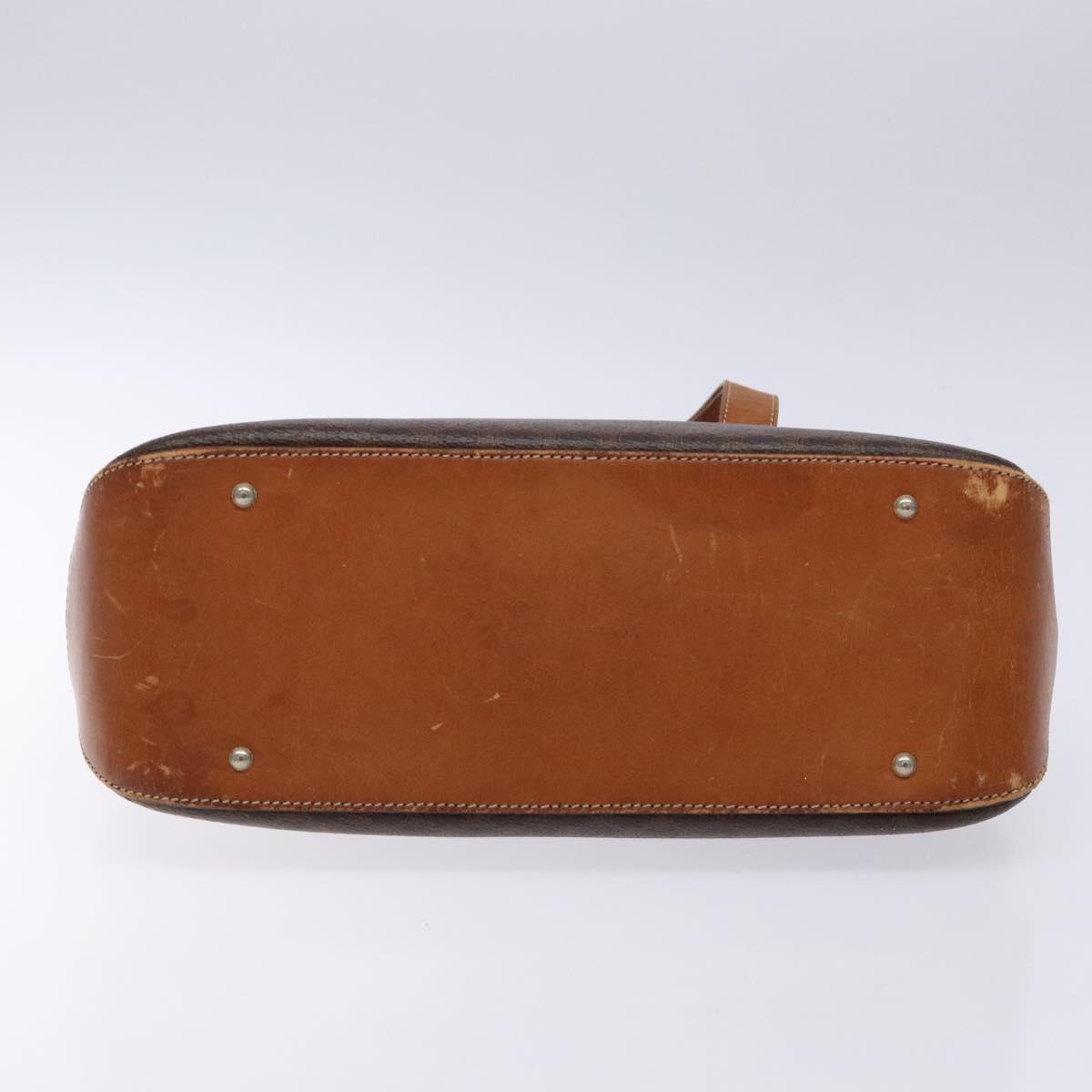 CELINE Macadam Canvas Hand Bag PVC Leather Brown Gold Auth sw1125