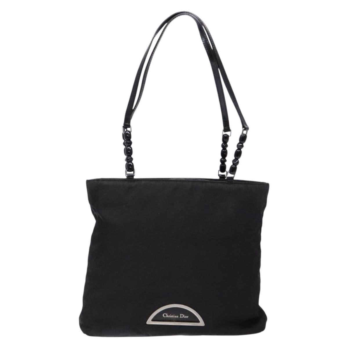Christian Dior Maris Pearl Tote Bag Nylon Black Auth sw1127