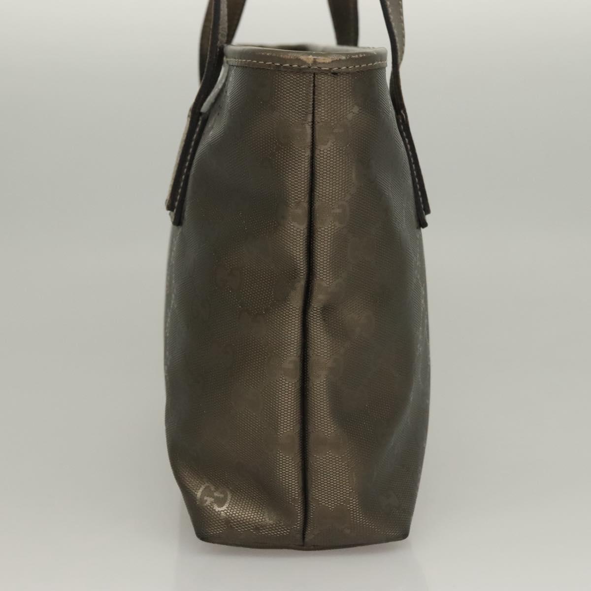 GUCCI GG Implementation Tote Bag PVC Khaki Silver 211138 Auth sw1132