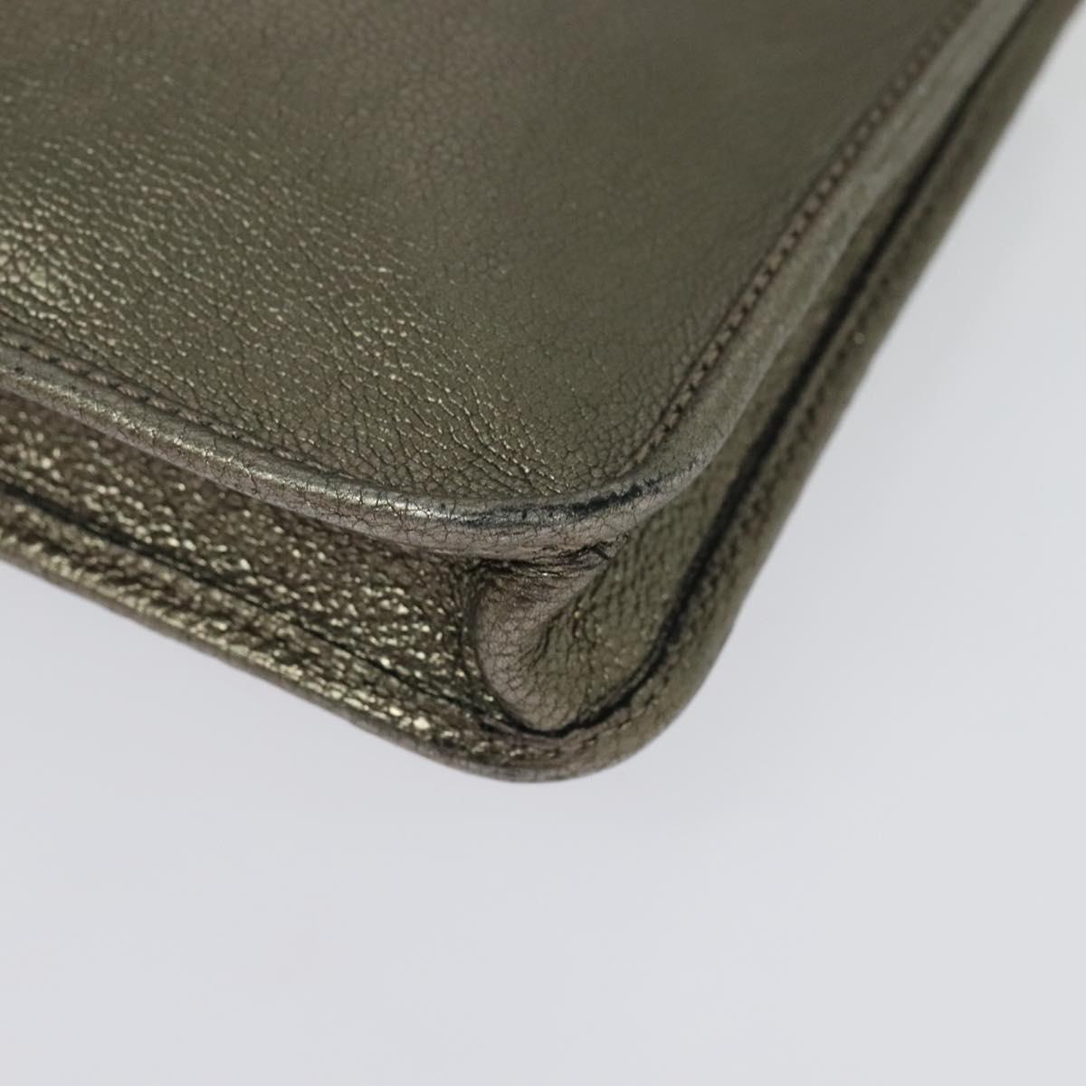 LOEWE Shoulder Pouch Leather Gold Auth sw1137