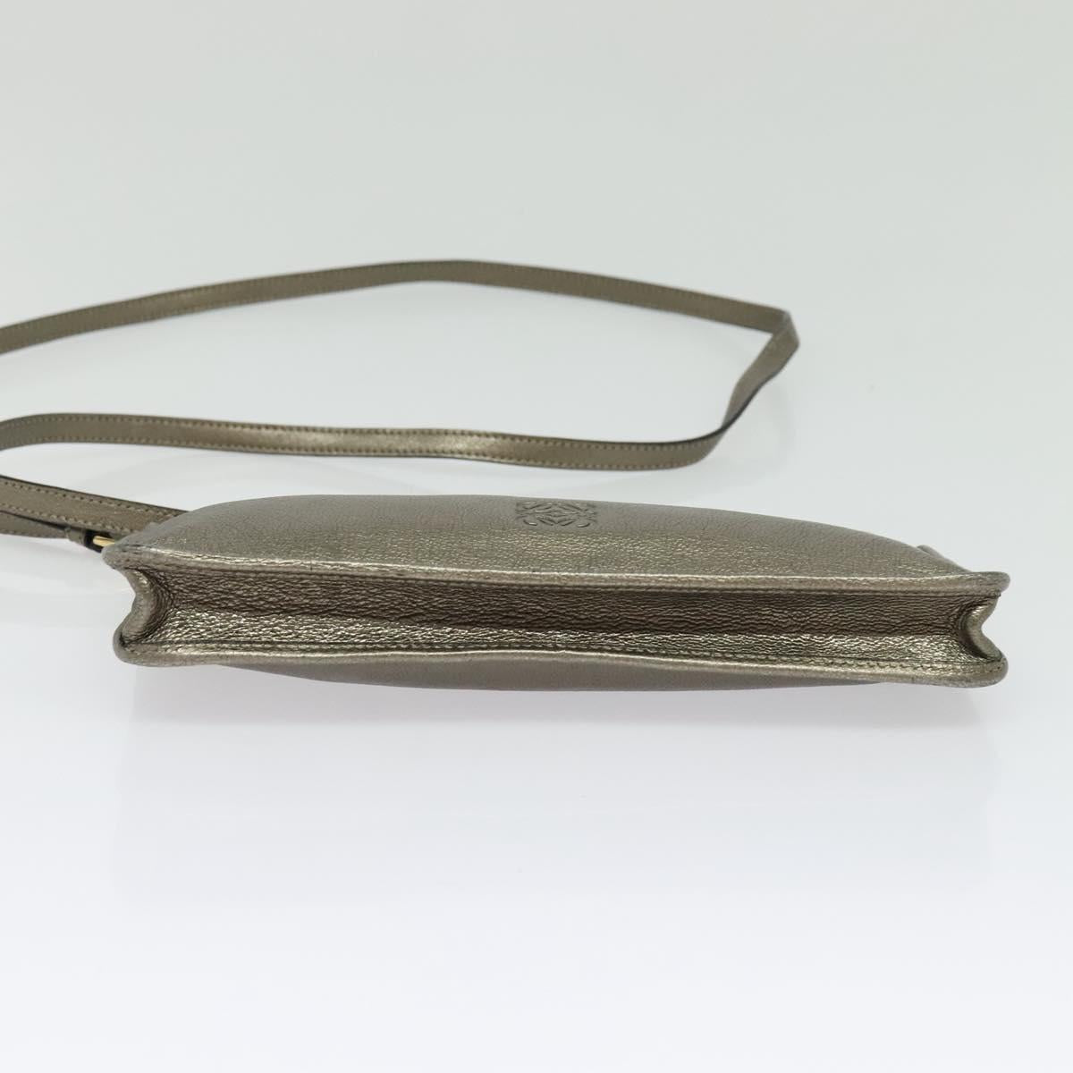 LOEWE Shoulder Pouch Leather Gold Auth sw1137